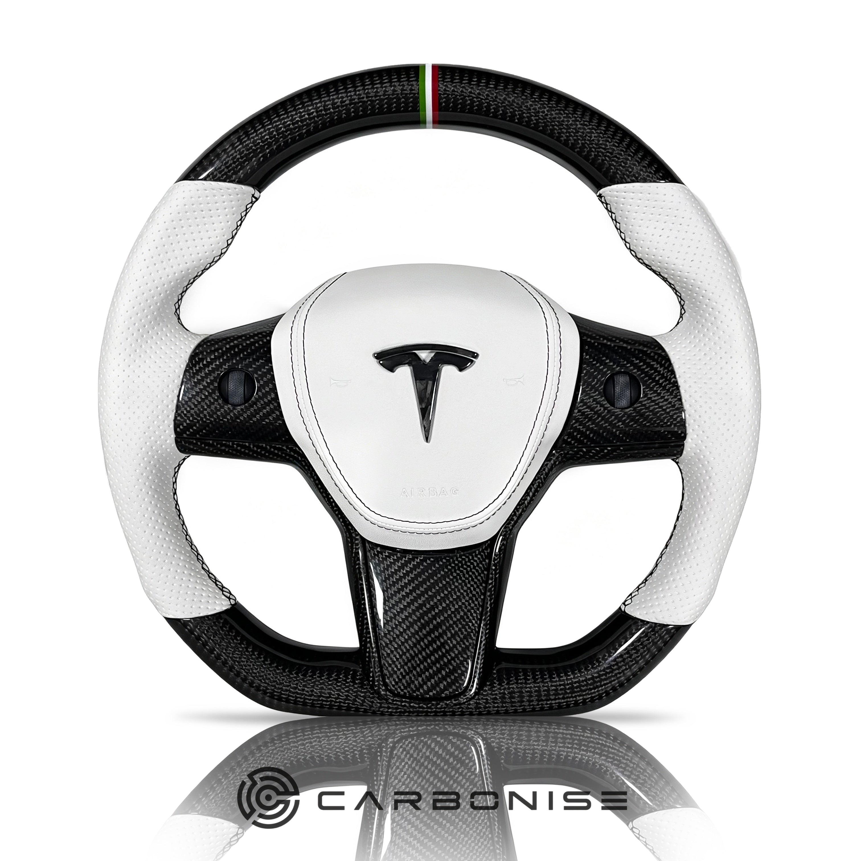Tesla Steering Wheel (Carbon Fiber+Perforated Leather) #07