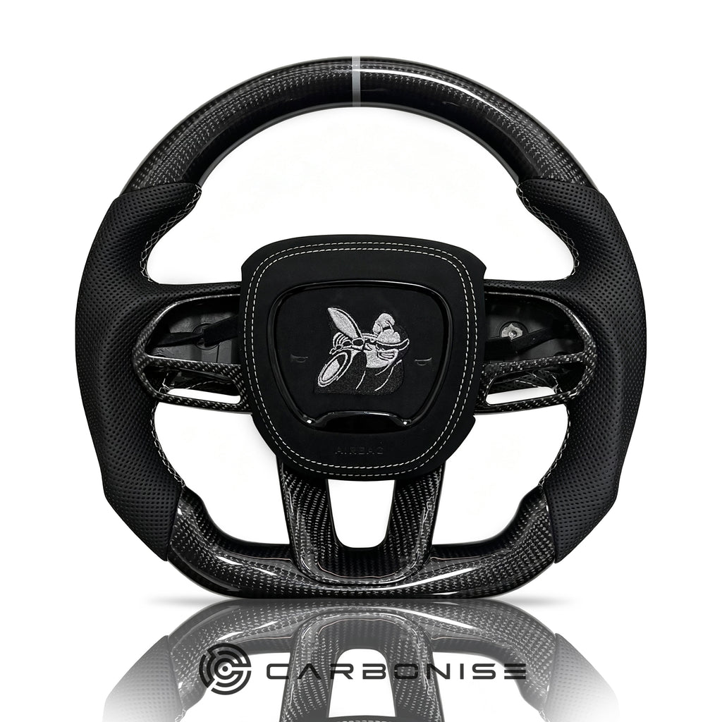 Dodge Steering Wheel(Carbon Fiber+Perforated Leather)#01