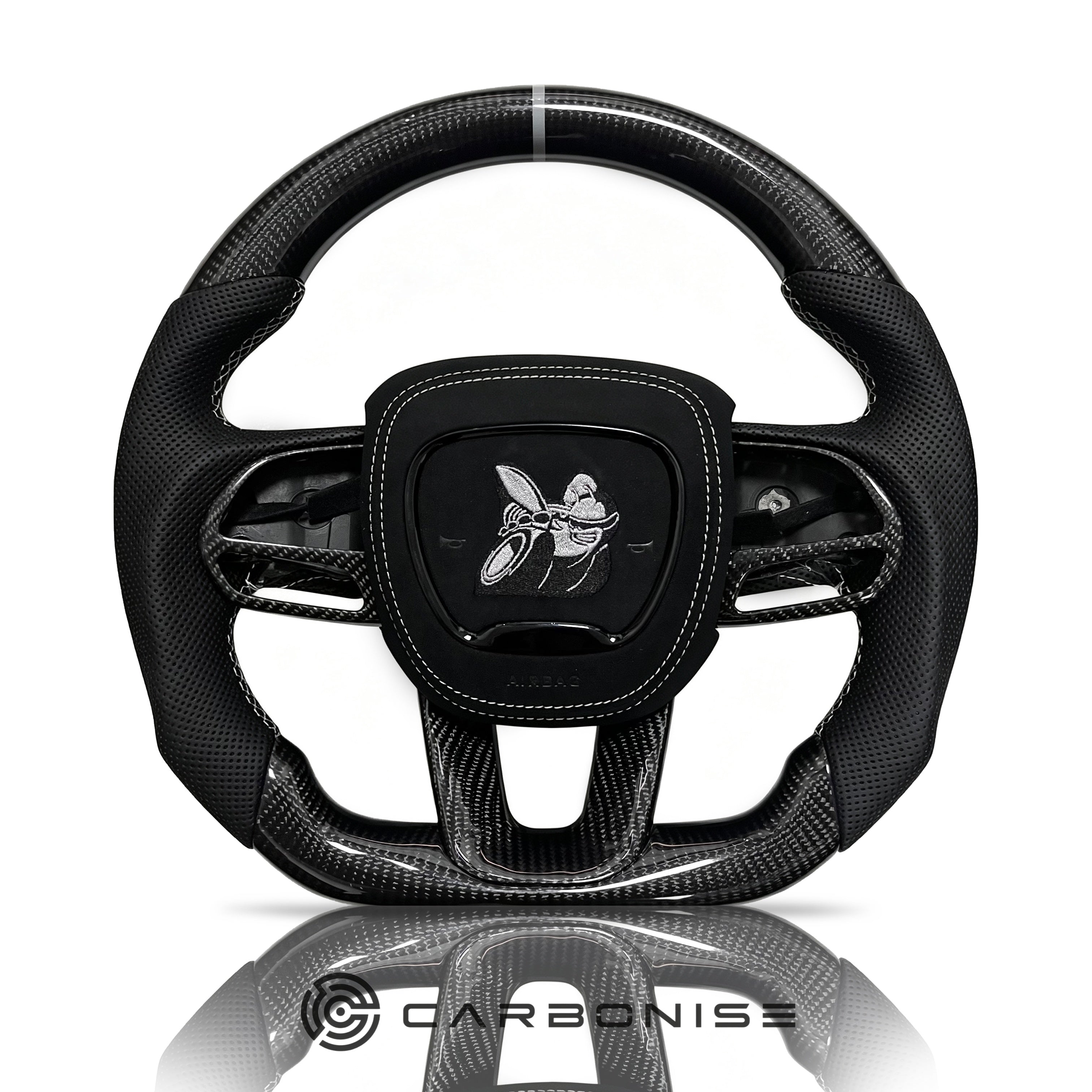 Dodge Steering Wheel(Carbon Fiber+Perforated Leather)#01