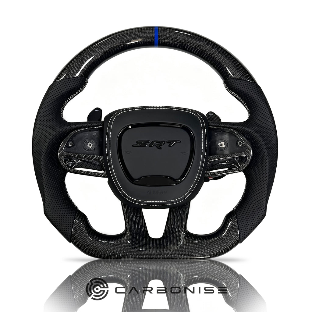 Dodge Steering Wheel(Carbon Fiber+Perforated Leather)#02