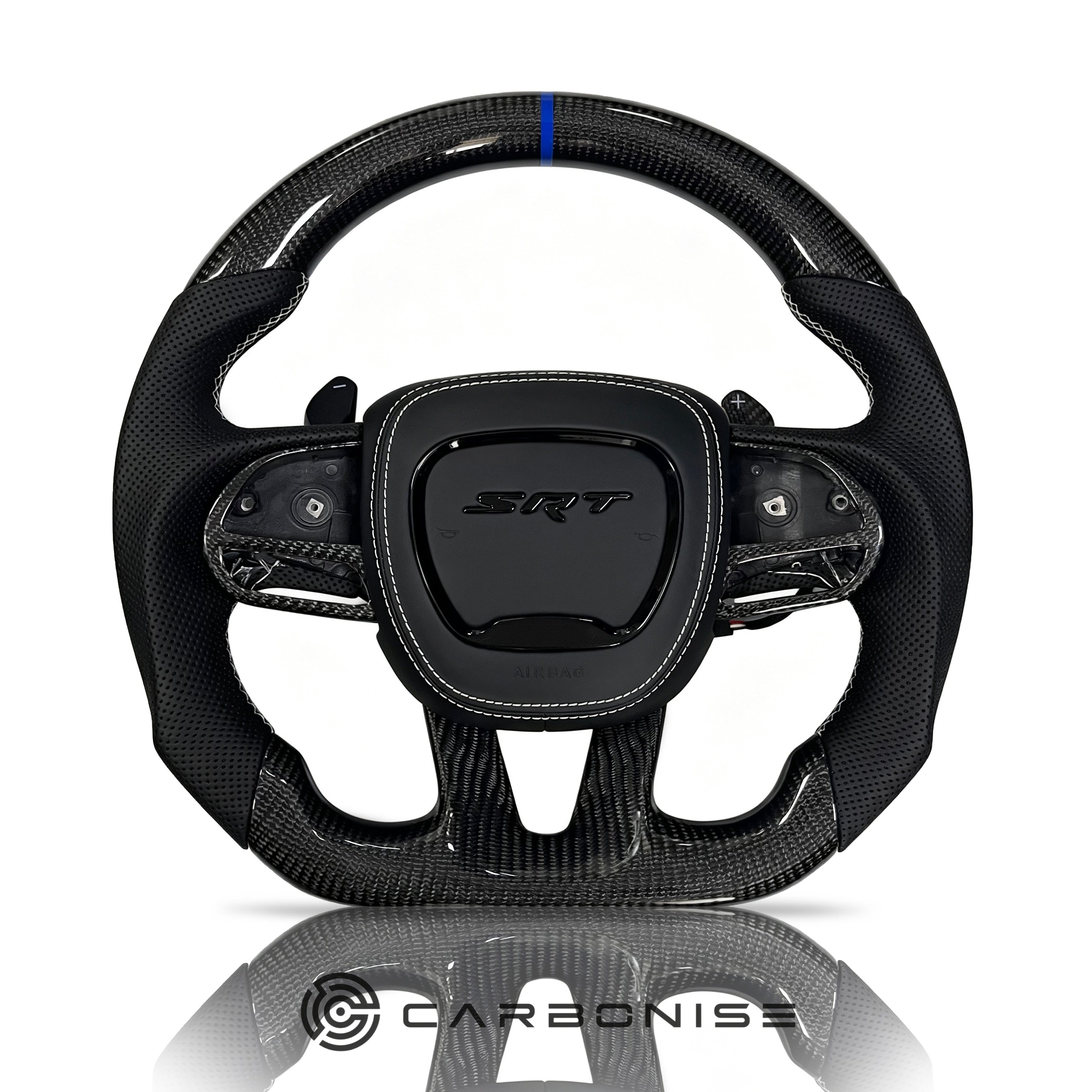 Dodge Steering Wheel(Carbon Fiber+Perforated Leather)#02
