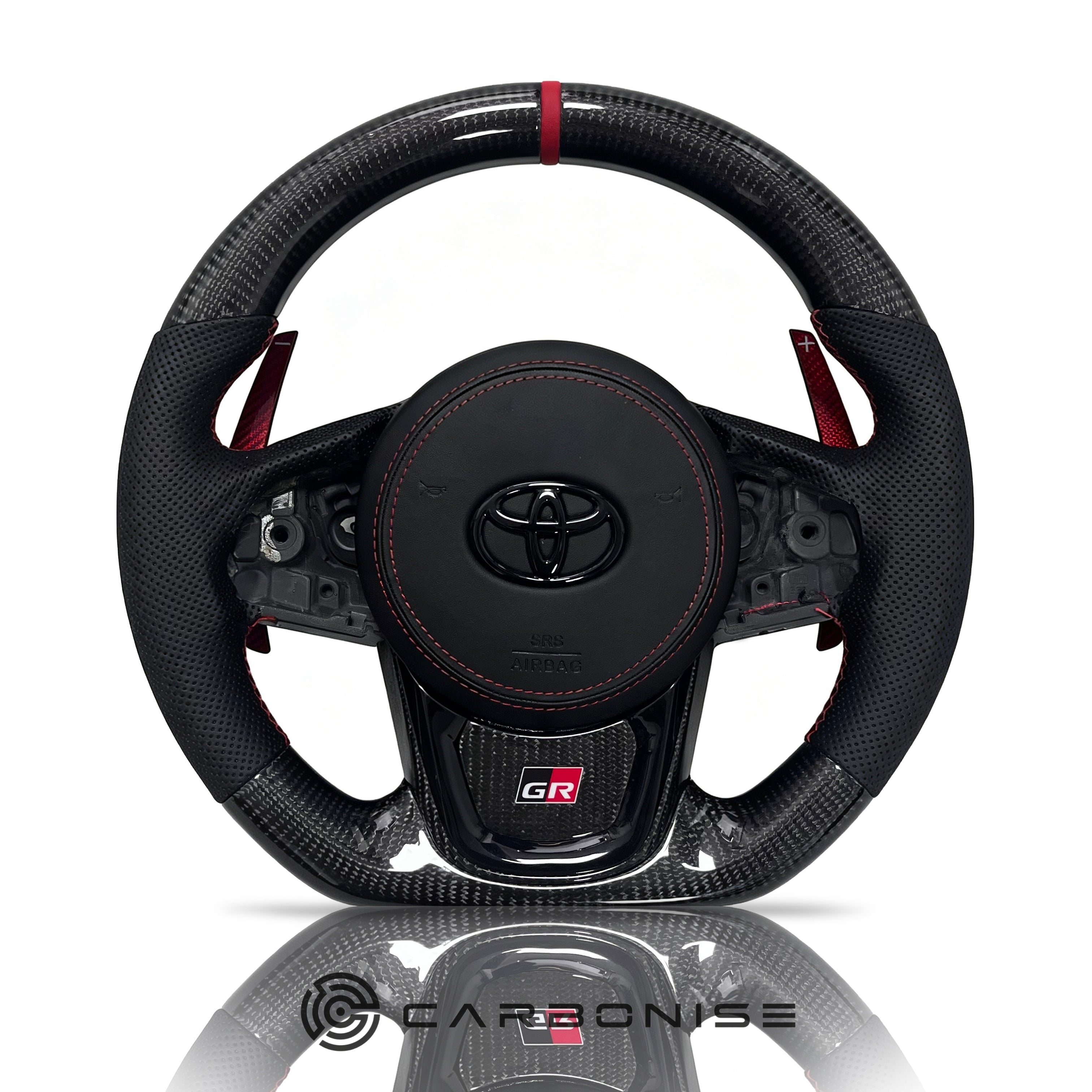 Supra Steering Wheel(Carbon Fiber+Perforated Leather)#05