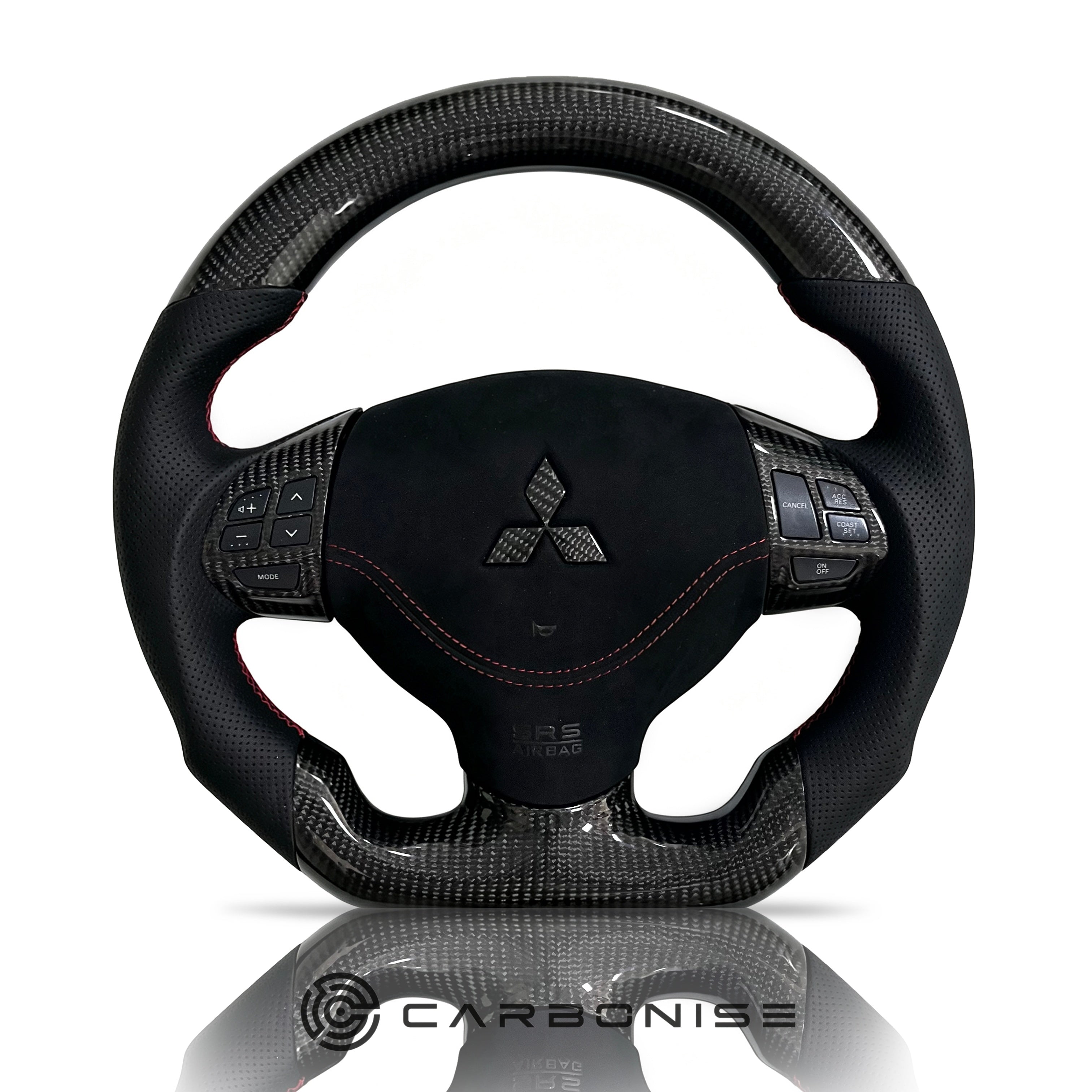 Mitsubishi Lancer Steering Wheel (Carbon Fiber+Perforated Leather)