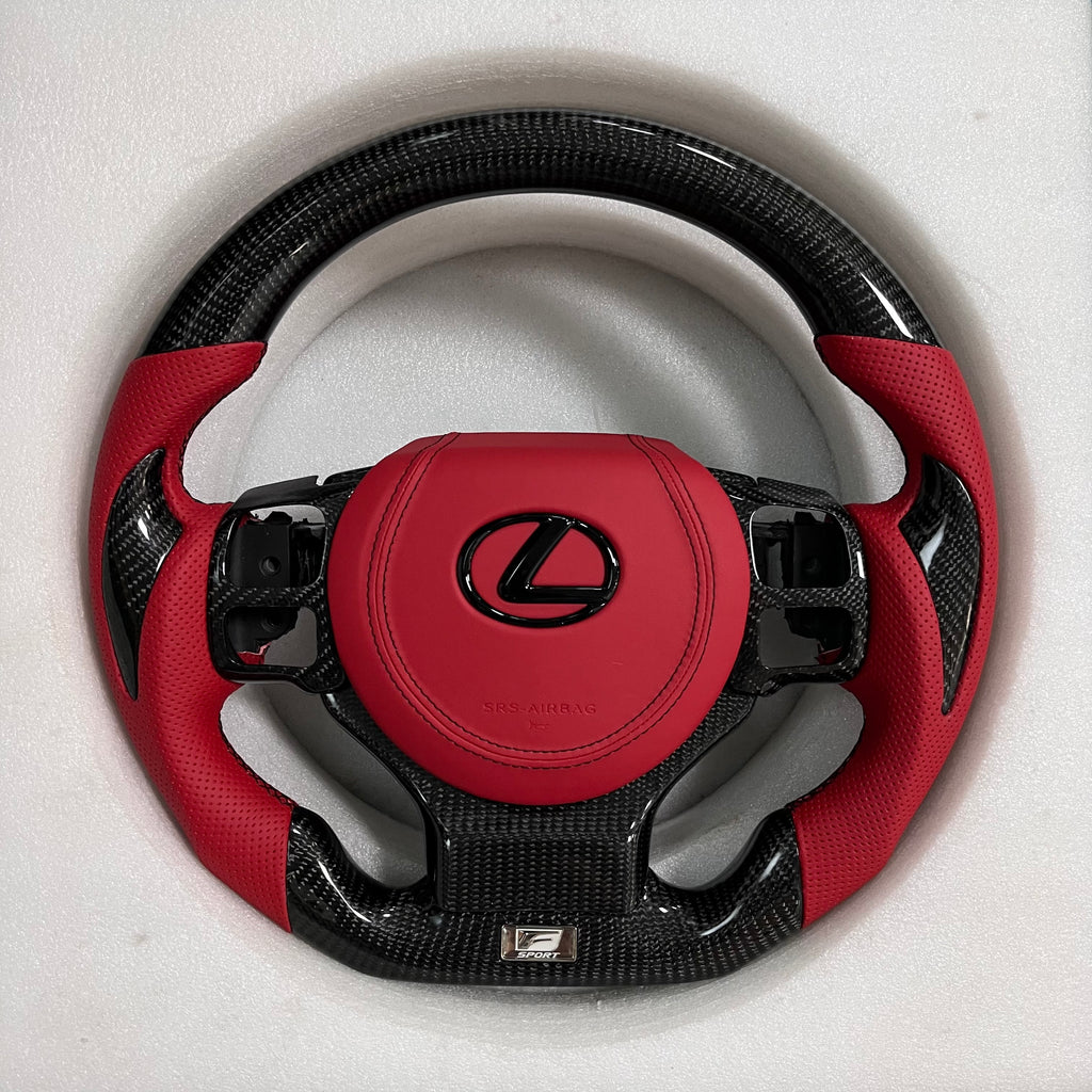 Carbonise Lexus carbon fiber steering wheel with red perforated leather grip