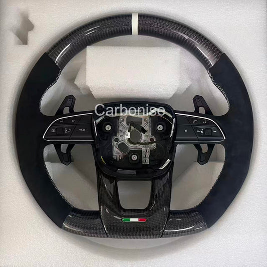 Lamborghini carbon fibre steering wheel with Alcantara grips ,paddle shifters