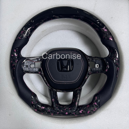 Honda Steering Wheel (Forged Carbon Fiber+Perforated Leather) @16