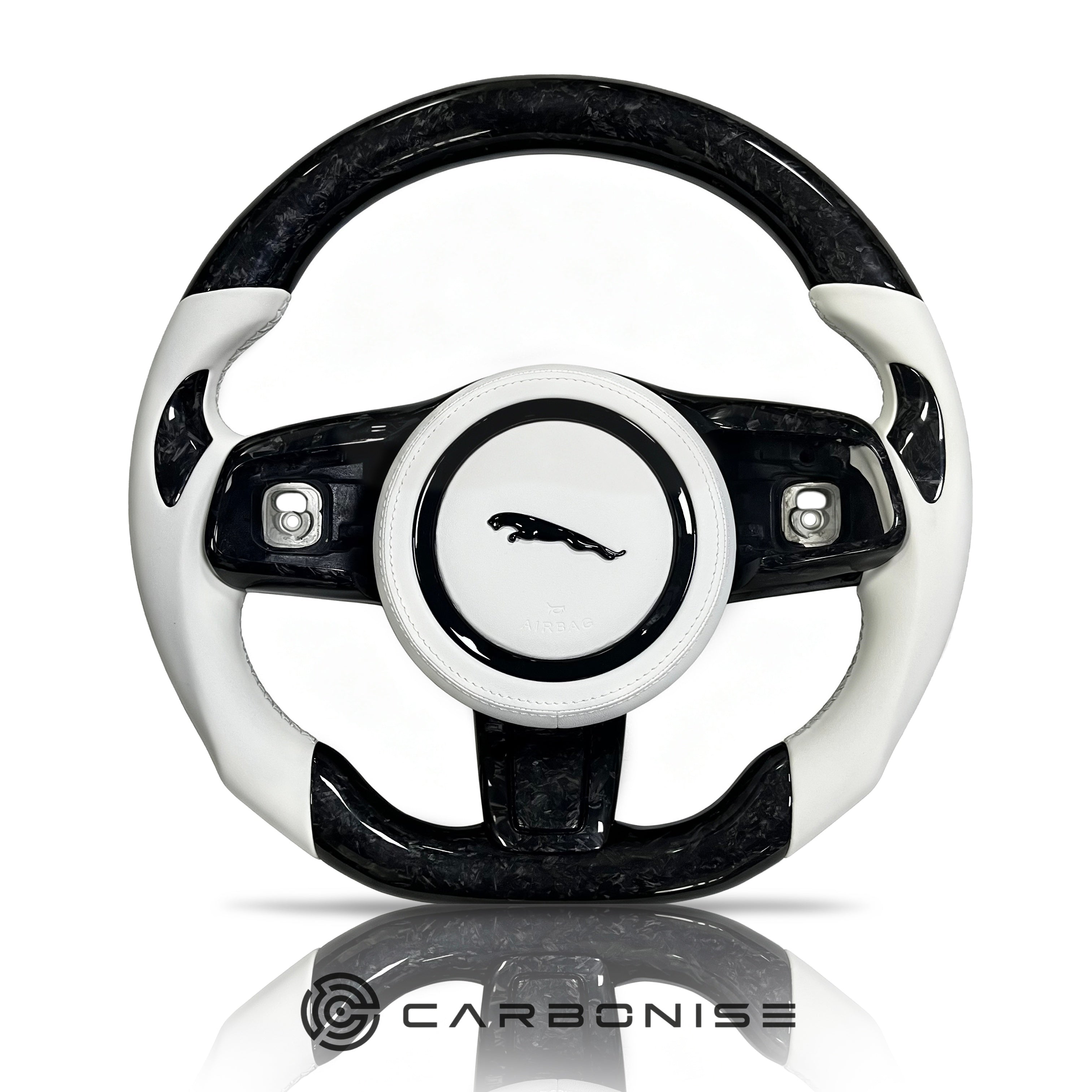 Jaguar Steering Wheel (Forged Carbon Fiber+Perforated Leather) @9