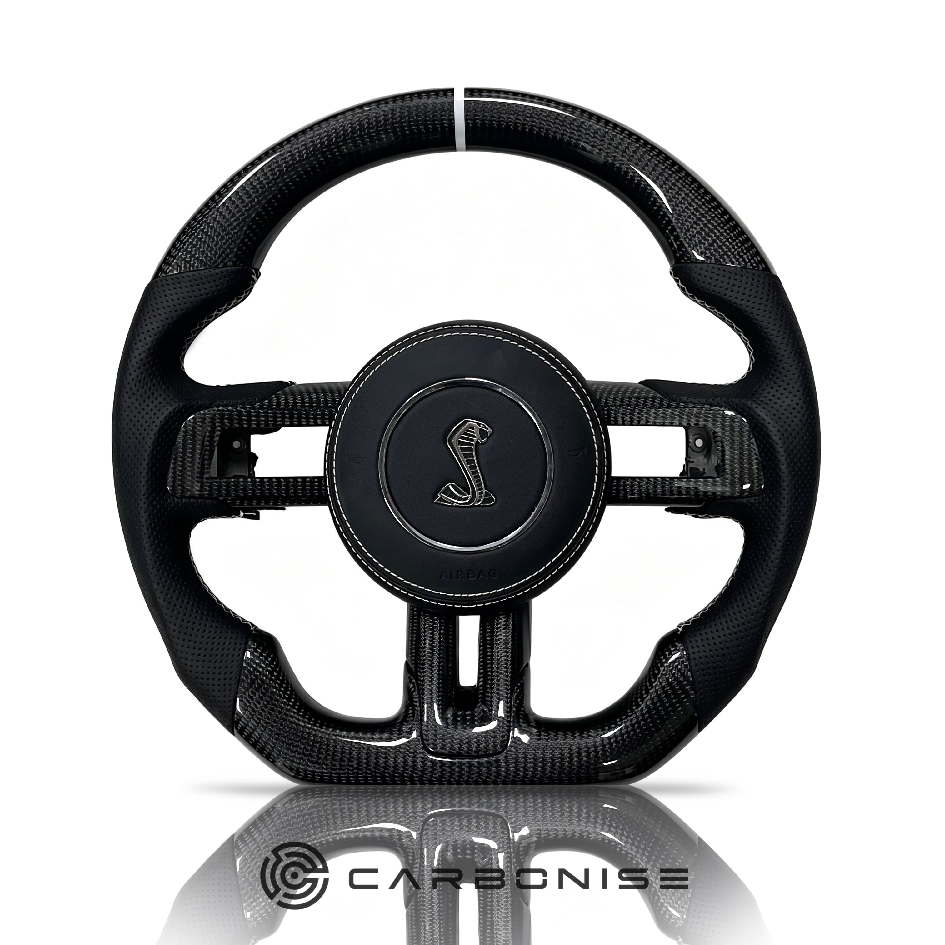 Mustang Steering Wheel (Carbon Fiber+Perforated Leather) @3