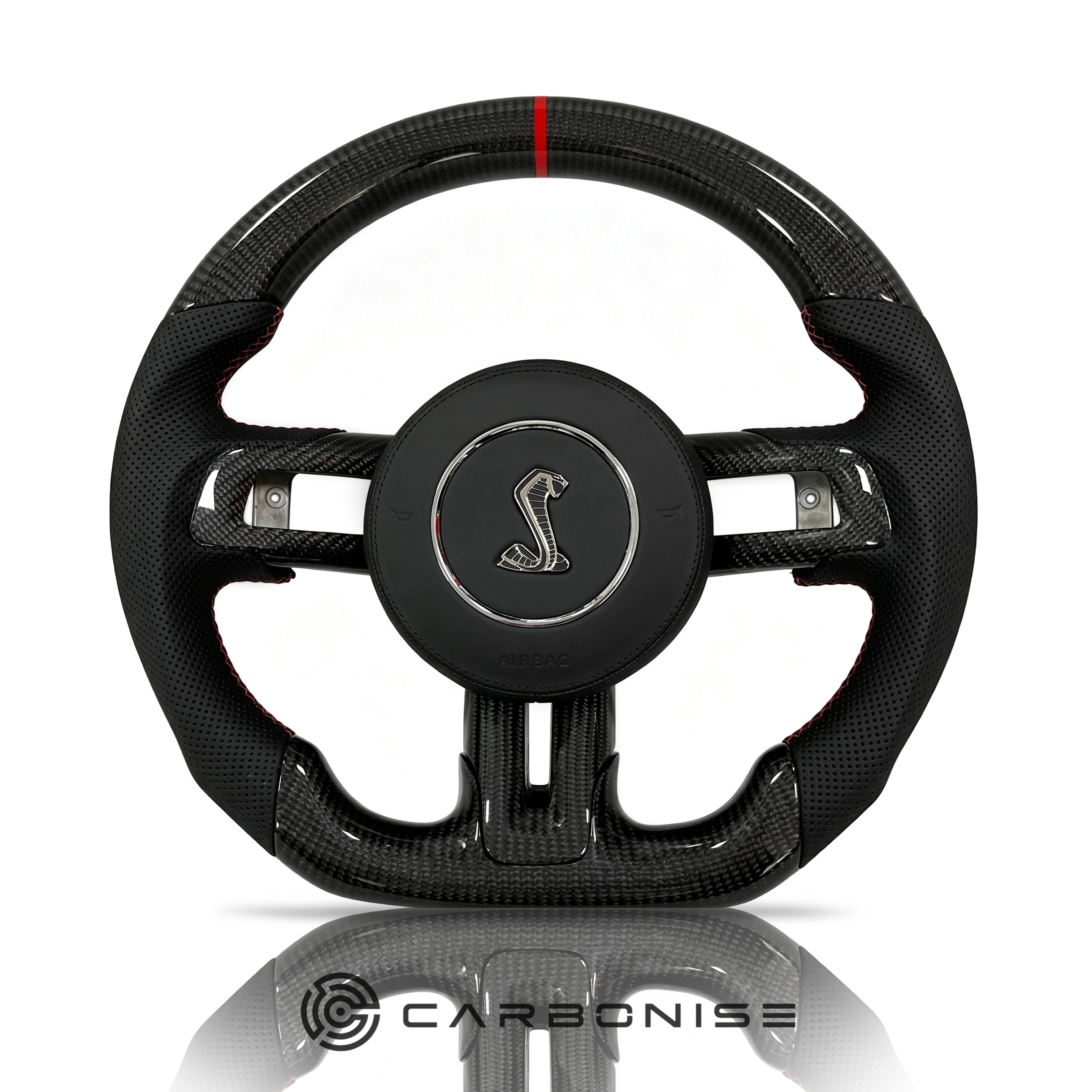 Mustang Steering Wheel (Carbon Fiber+Perforated Leather) #4