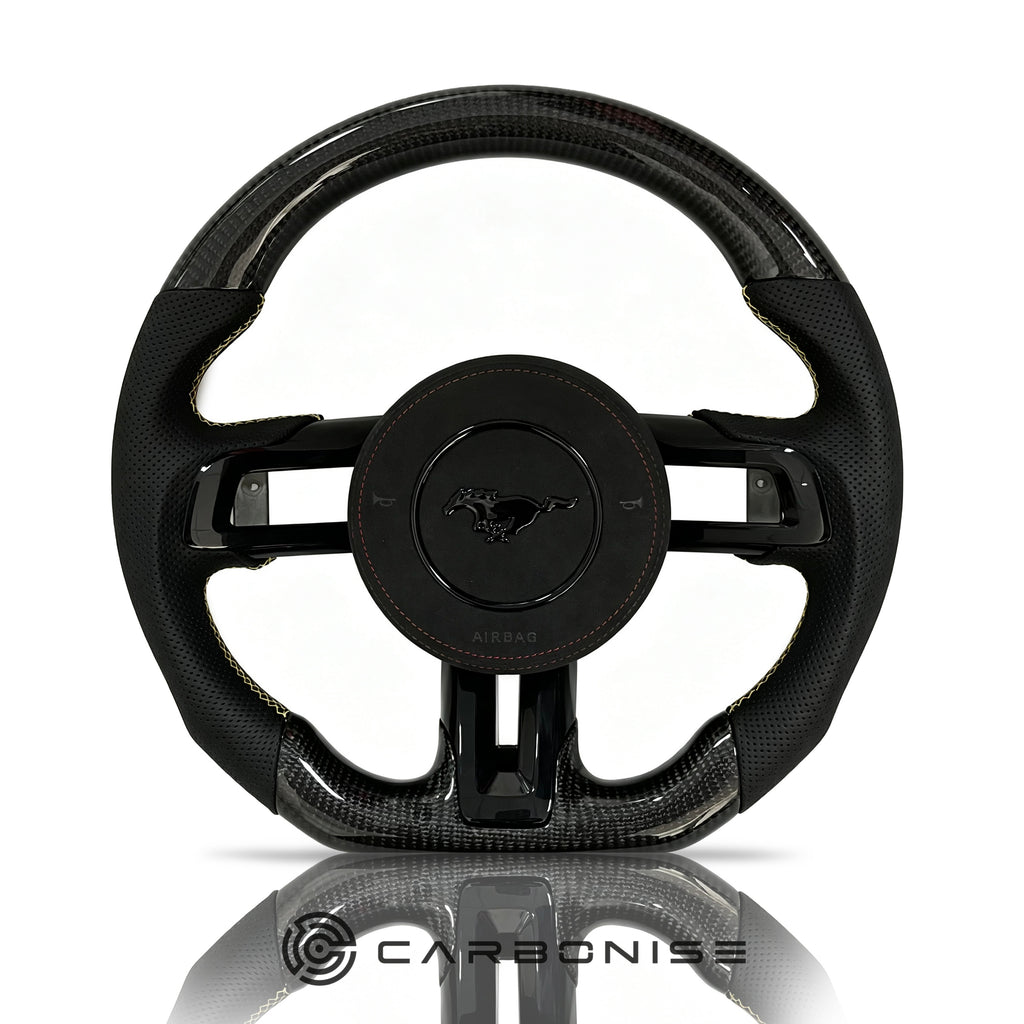 Mustang Steering Wheel (Carbon Fiber+Perforated Leather) #7