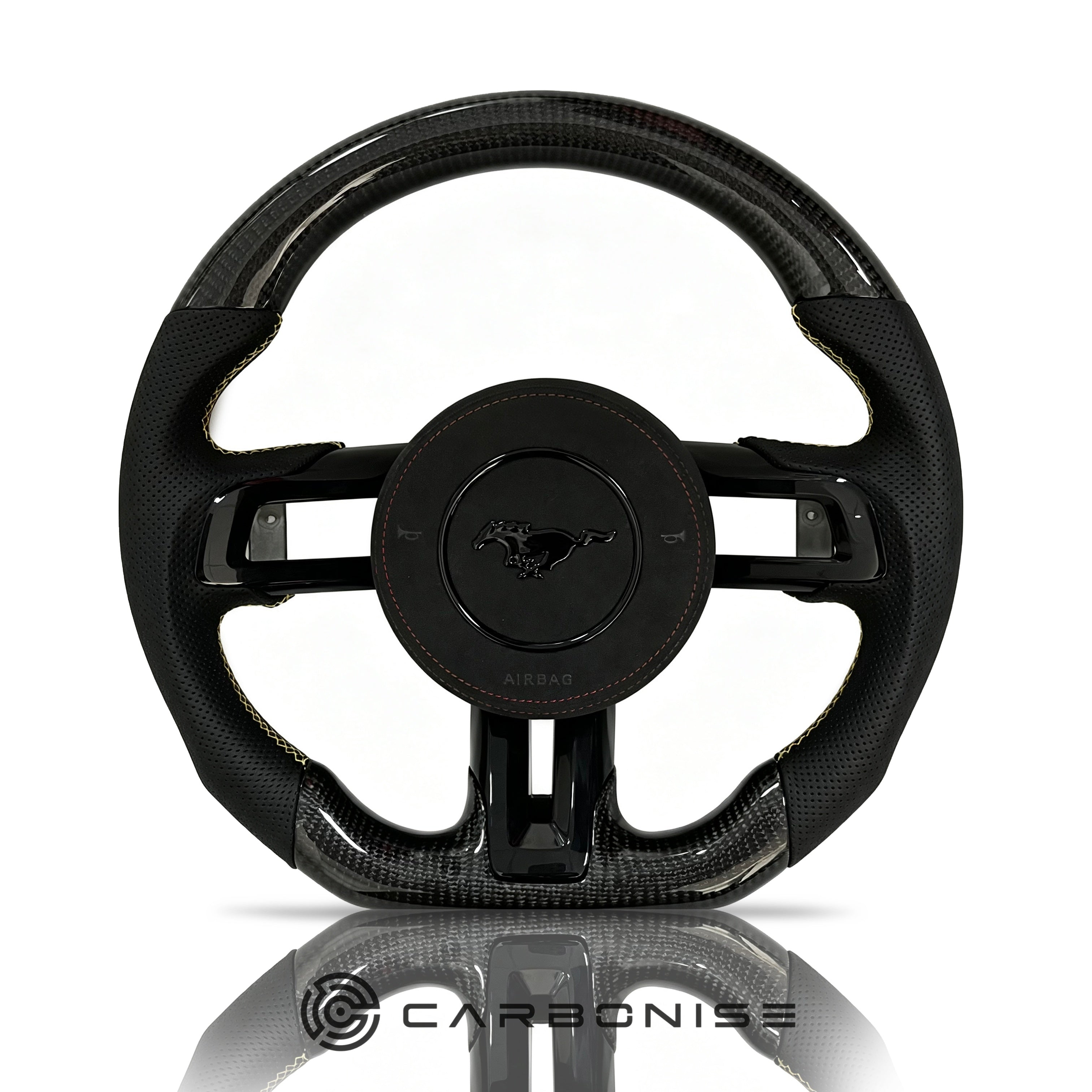 Mustang Steering Wheel (Carbon Fiber+Perforated Leather) #7