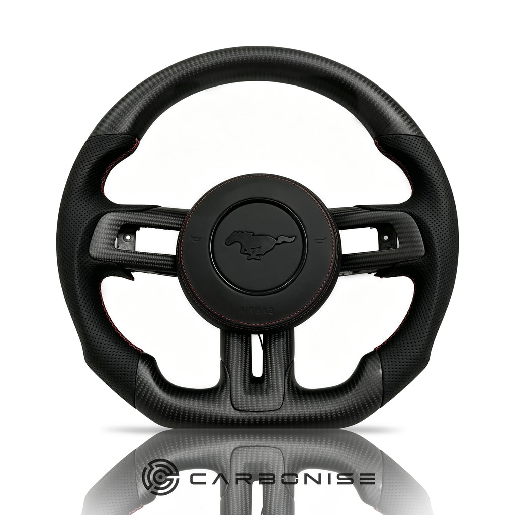 Mustang Steering Wheel (Matte Carbon Fiber+Perforated Leather) #8