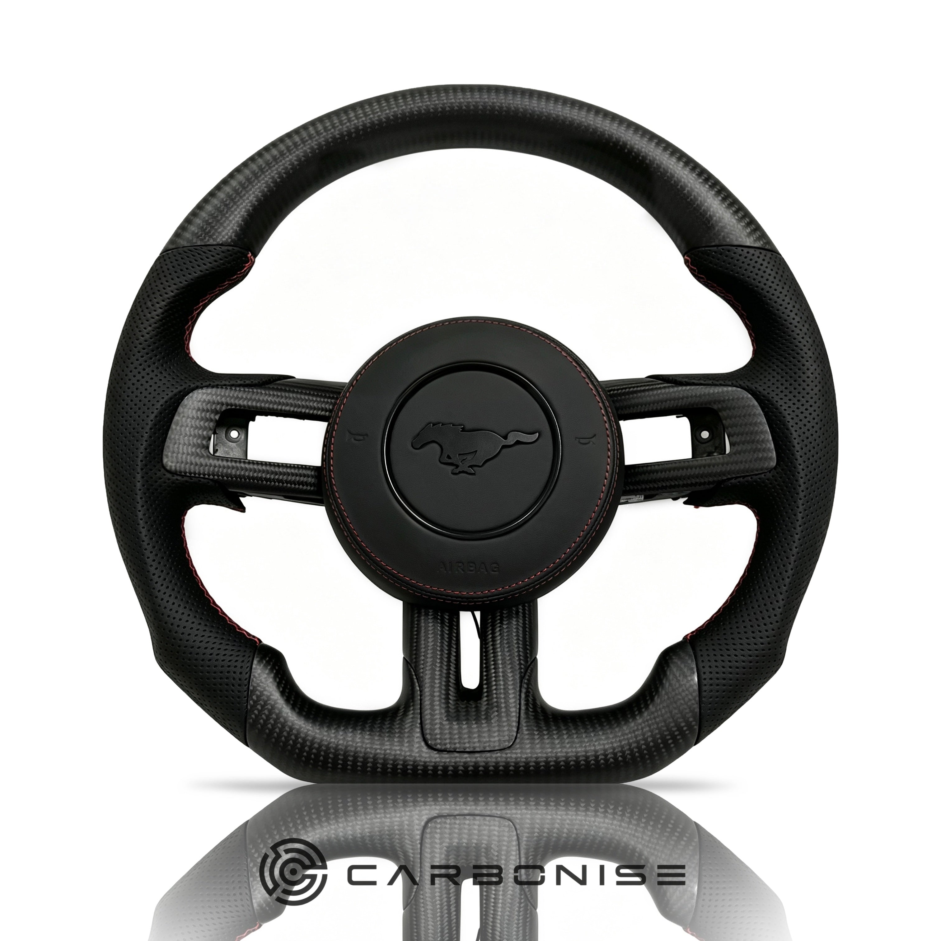 Mustang Steering Wheel (Matte Carbon Fiber+Perforated Leather) #8