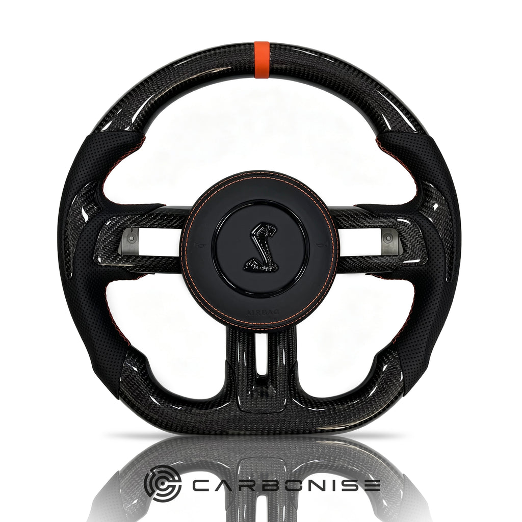 Mustang Steering Wheel (Carbon Fiber+Perforated Leather) #9