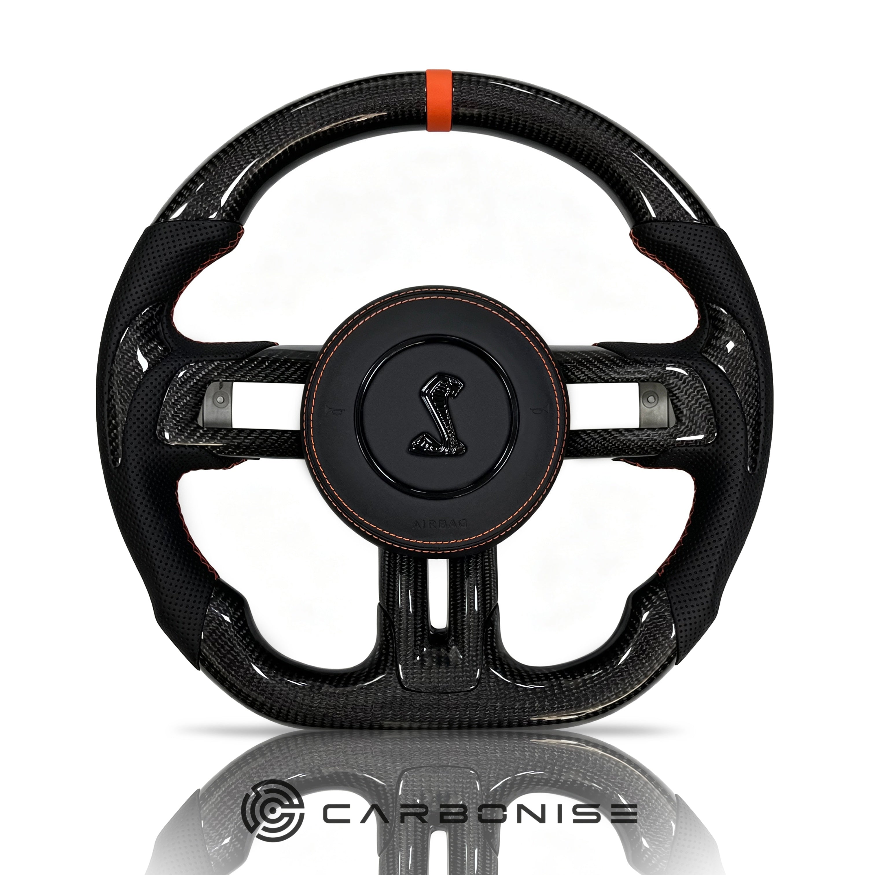 Mustang Steering Wheel (Carbon Fiber+Perforated Leather) #9