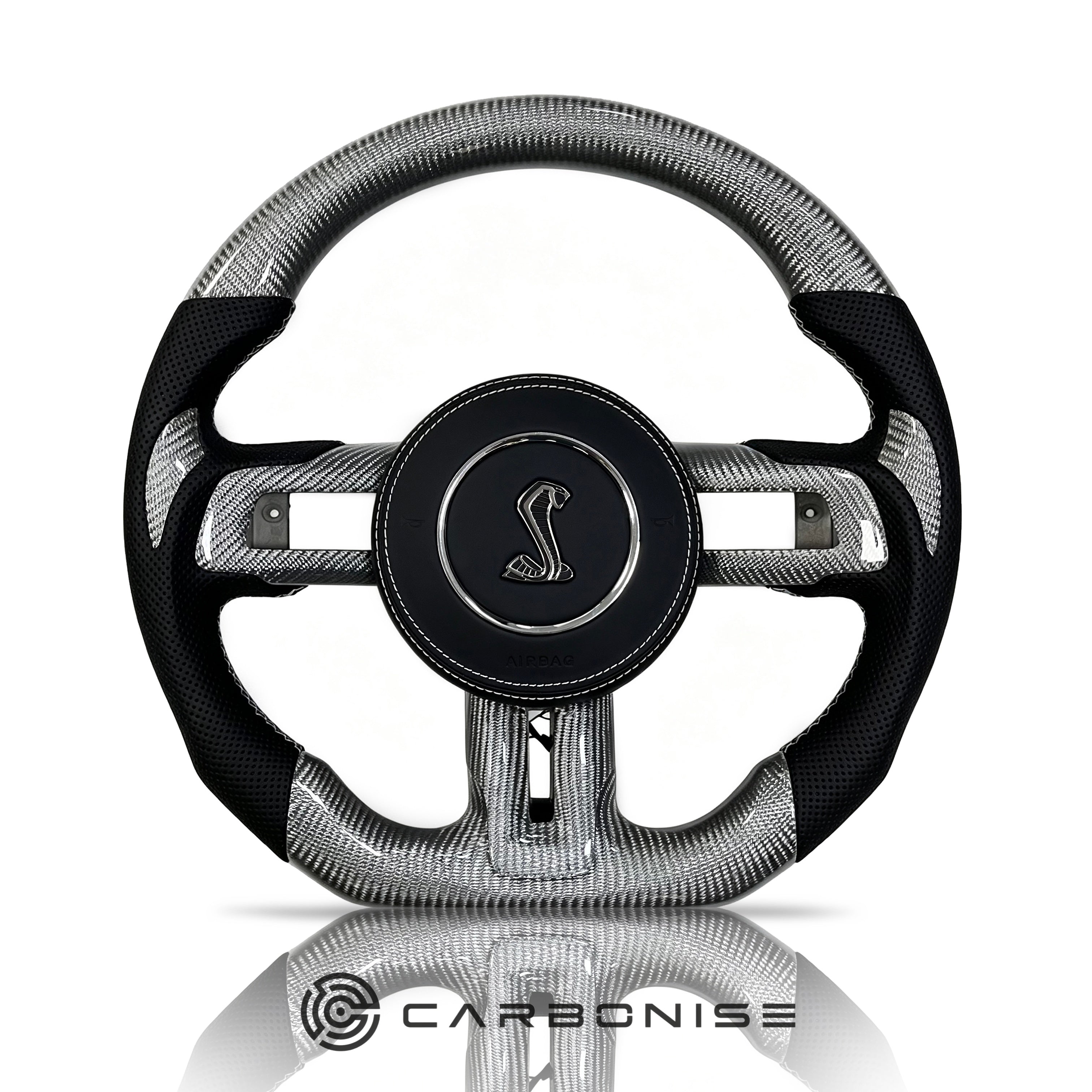 Mustang Steering Wheel (Carbon Fiber+Perforated Leather) #10