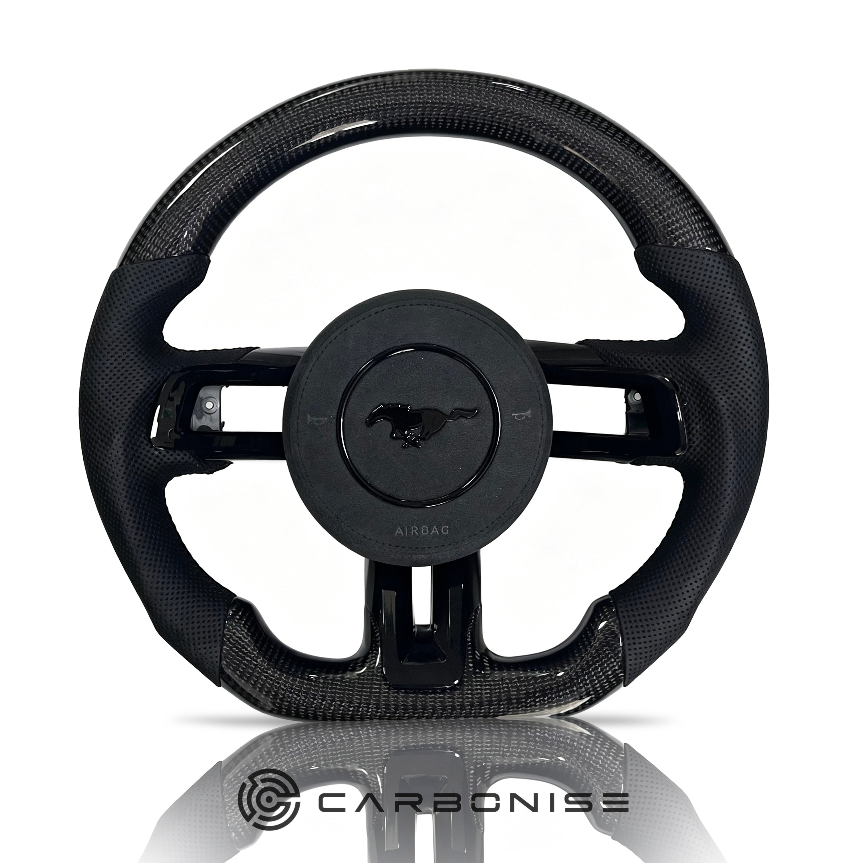 Mustang Steering Wheel (Carbon Fiber+Perforated Leather) #11