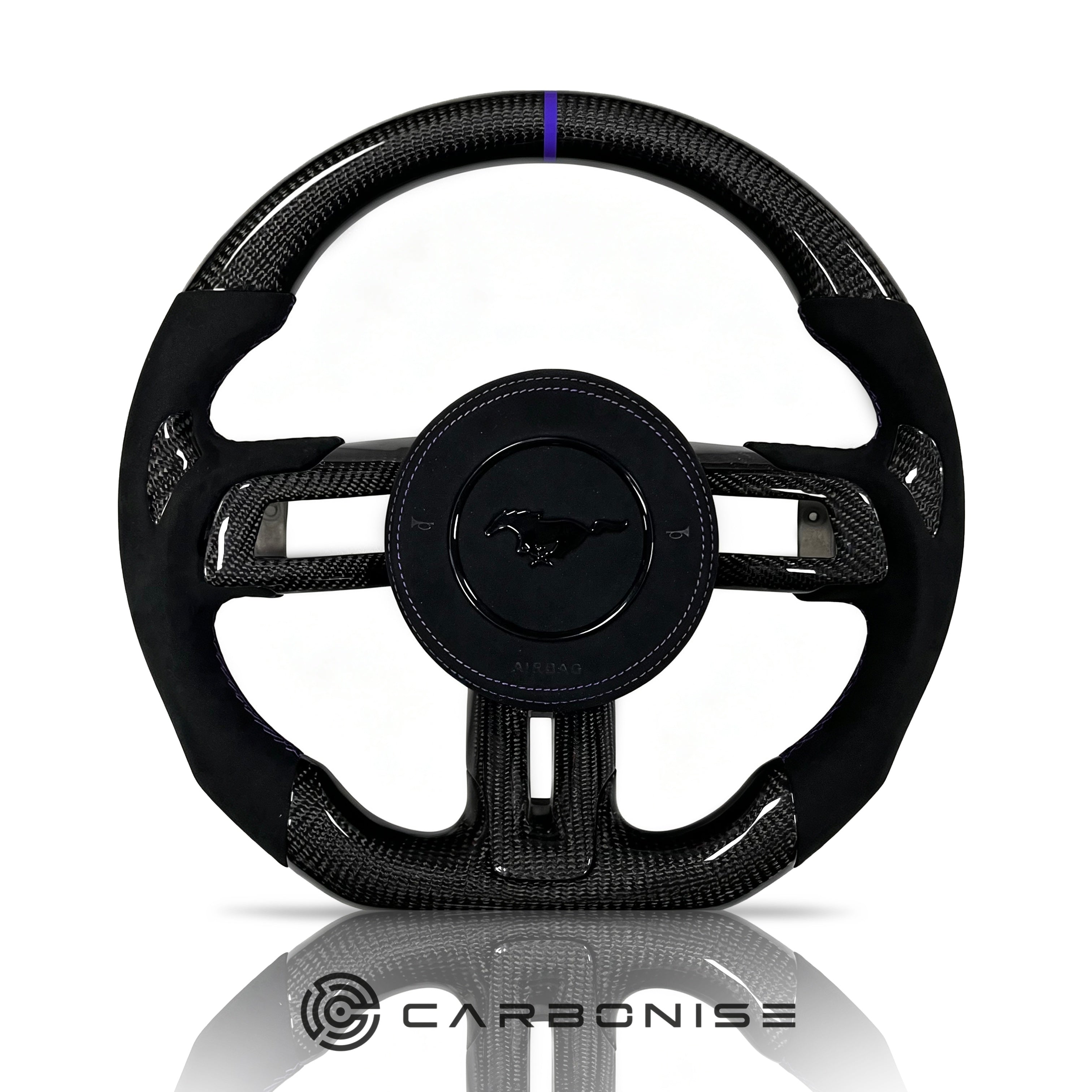 Mustang Steering Wheel (Carbon Fiber+Perforated Leather) #12