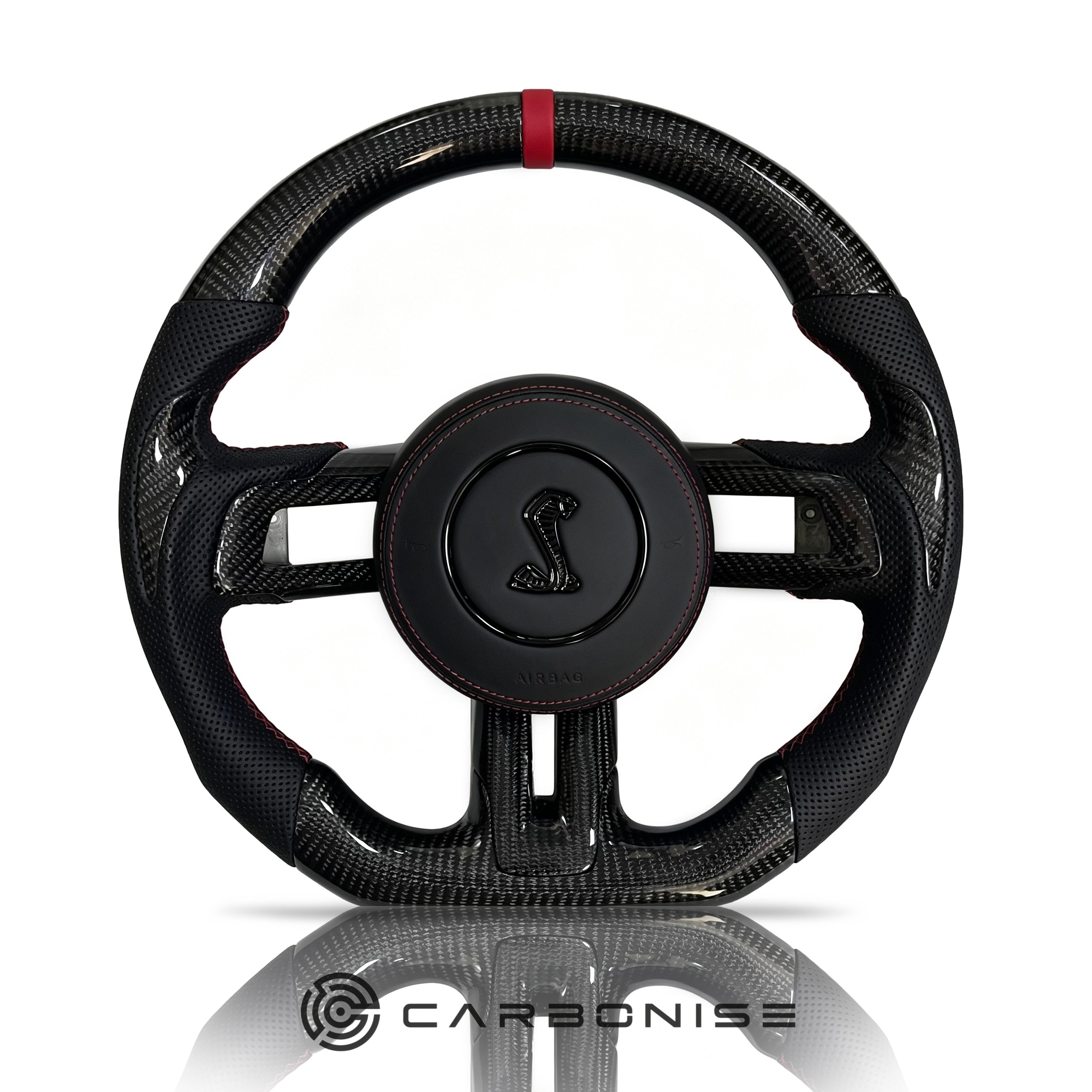 Mustang Steering Wheel (Carbon Fiber+Perforated Leather) #14