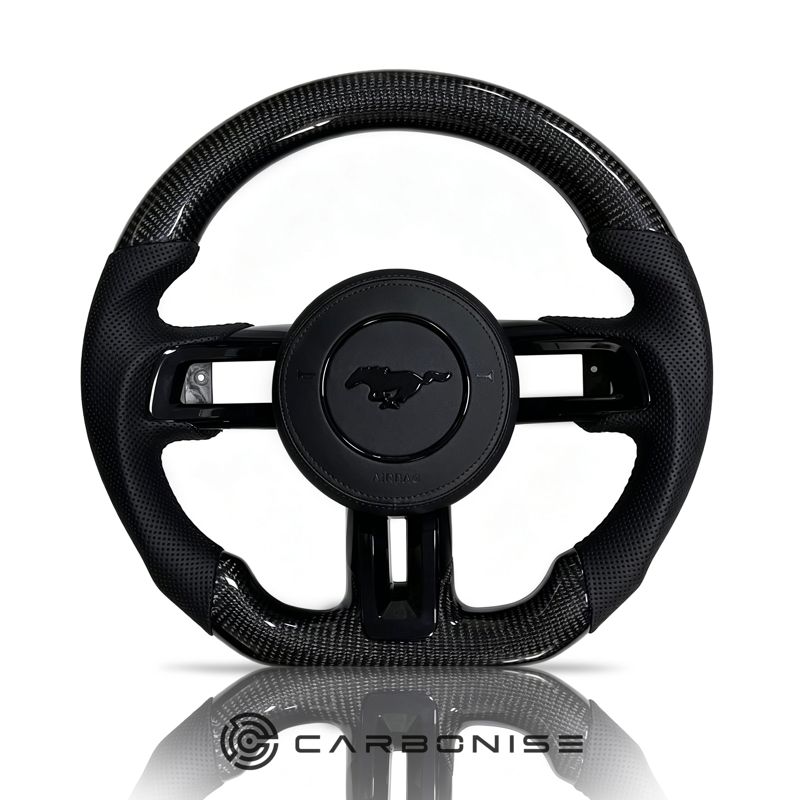 Mustang Steering Wheel (Carbon Fiber+Perforated Leather) #17