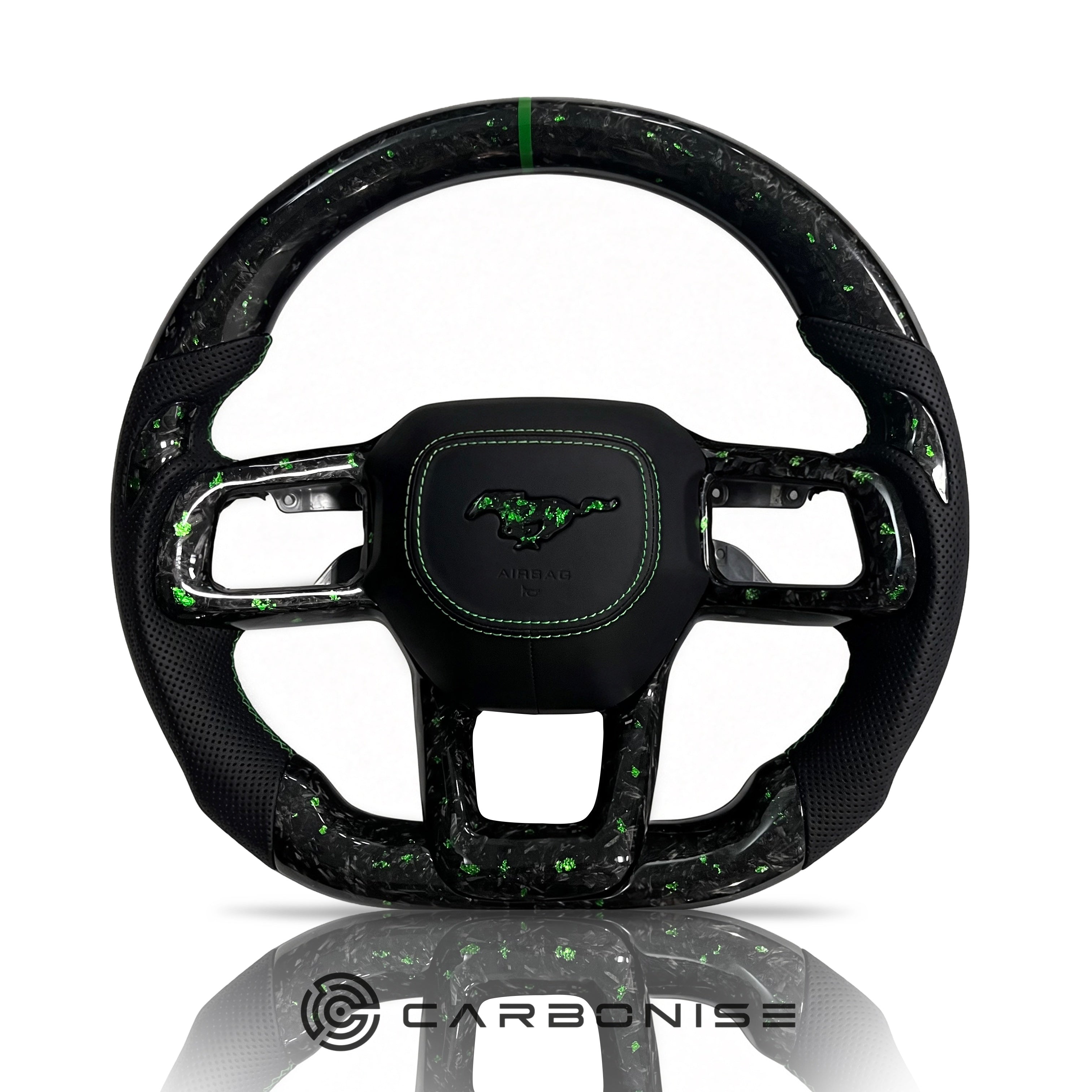 Mustang Steering Wheel (Forged Carbon Fiber+Perforated Leather) @1