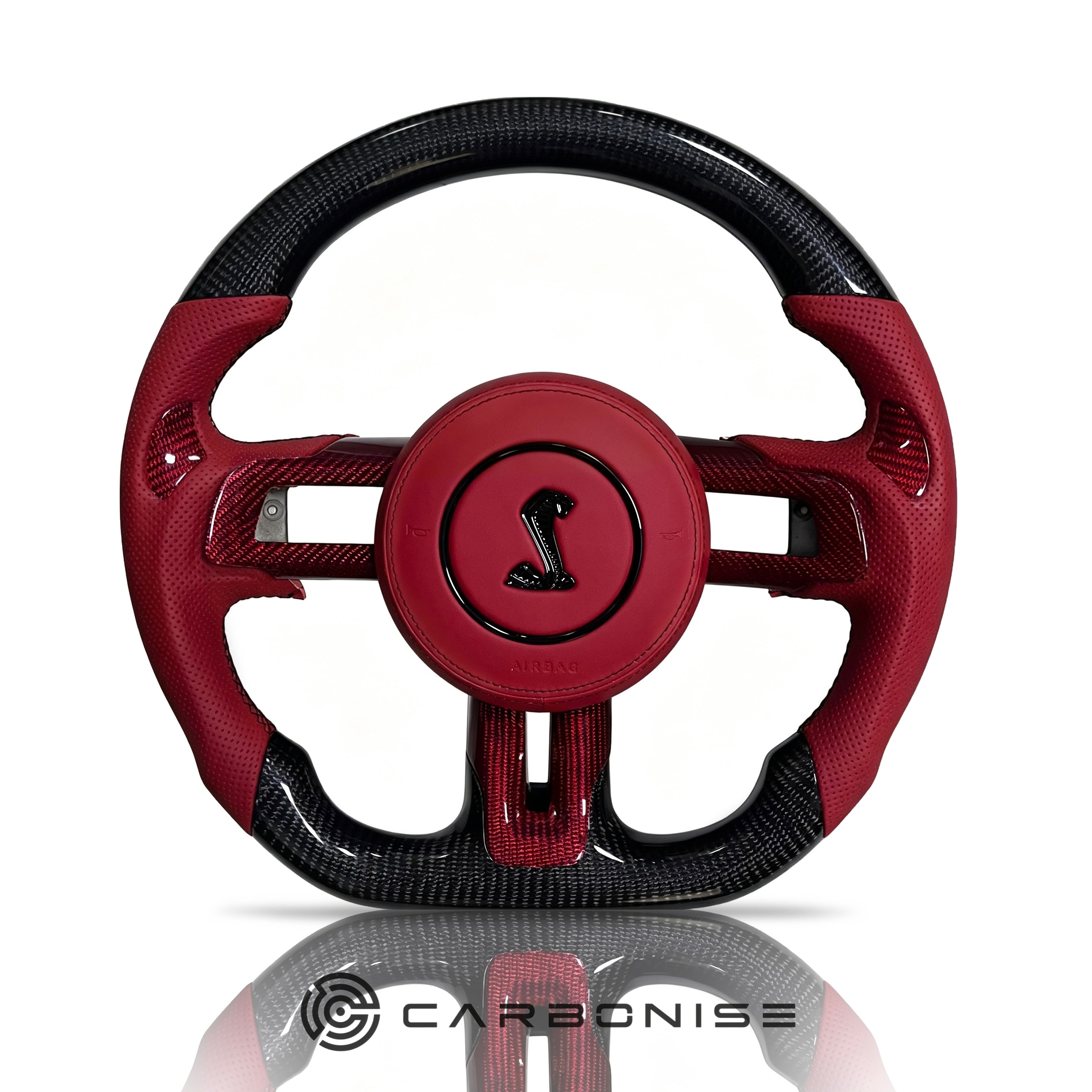Mustang Steering Wheel (Carbon Fiber+Perforated Leather) #20
