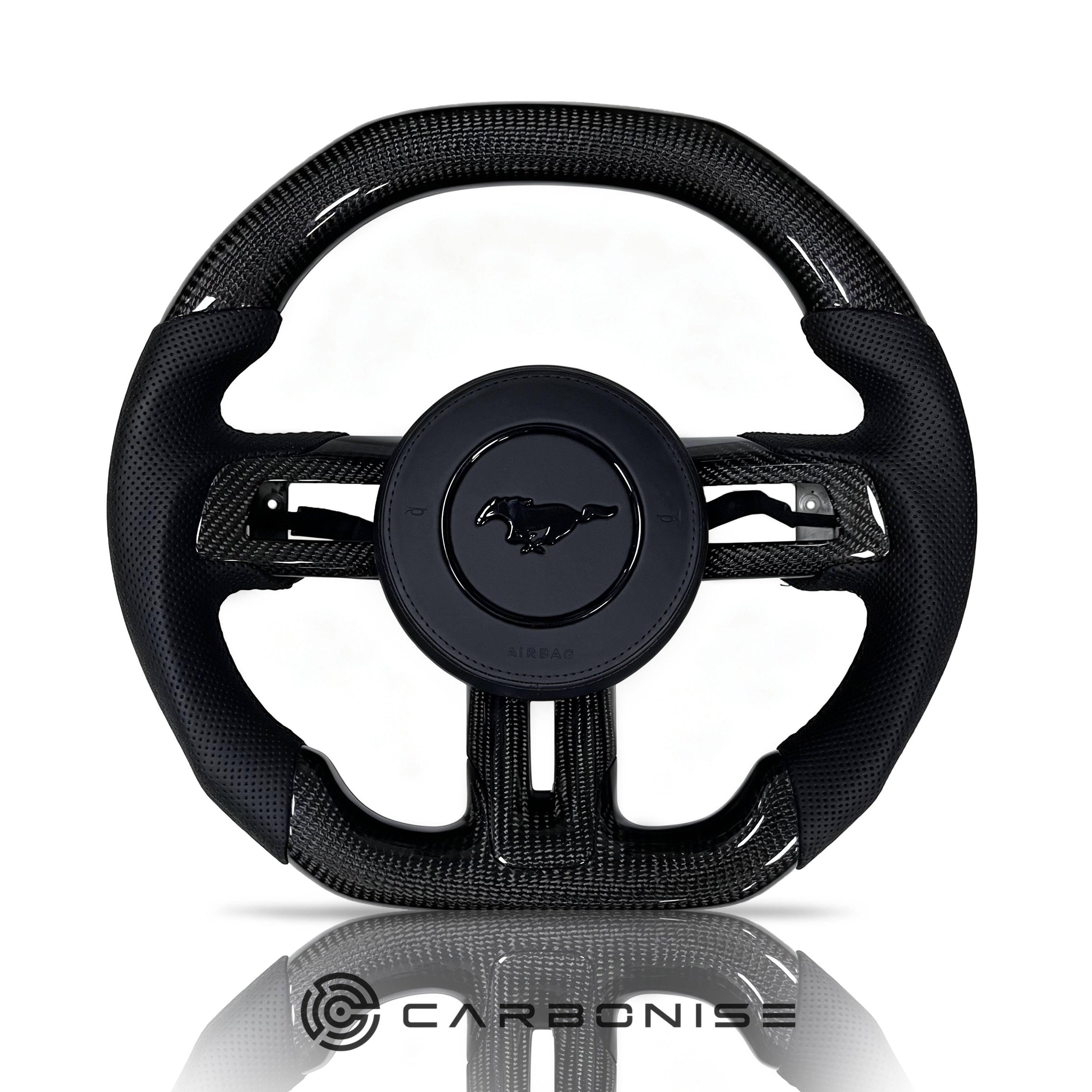 Mustang Steering Wheel (Carbon Fiber+Perforated Leather)#2