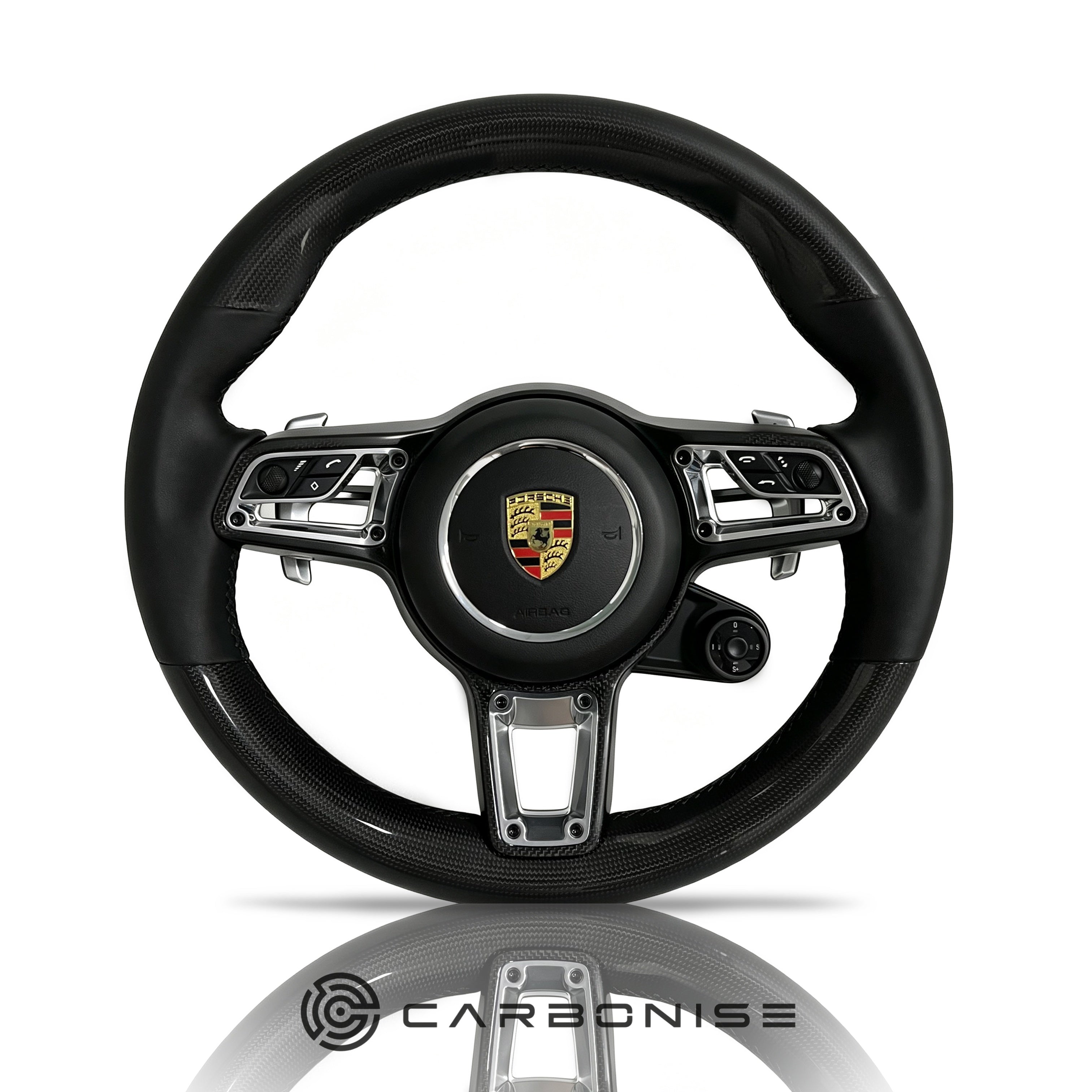 Porsche Steering Wheel (Carbon Fiber+Smooth Leather) @1