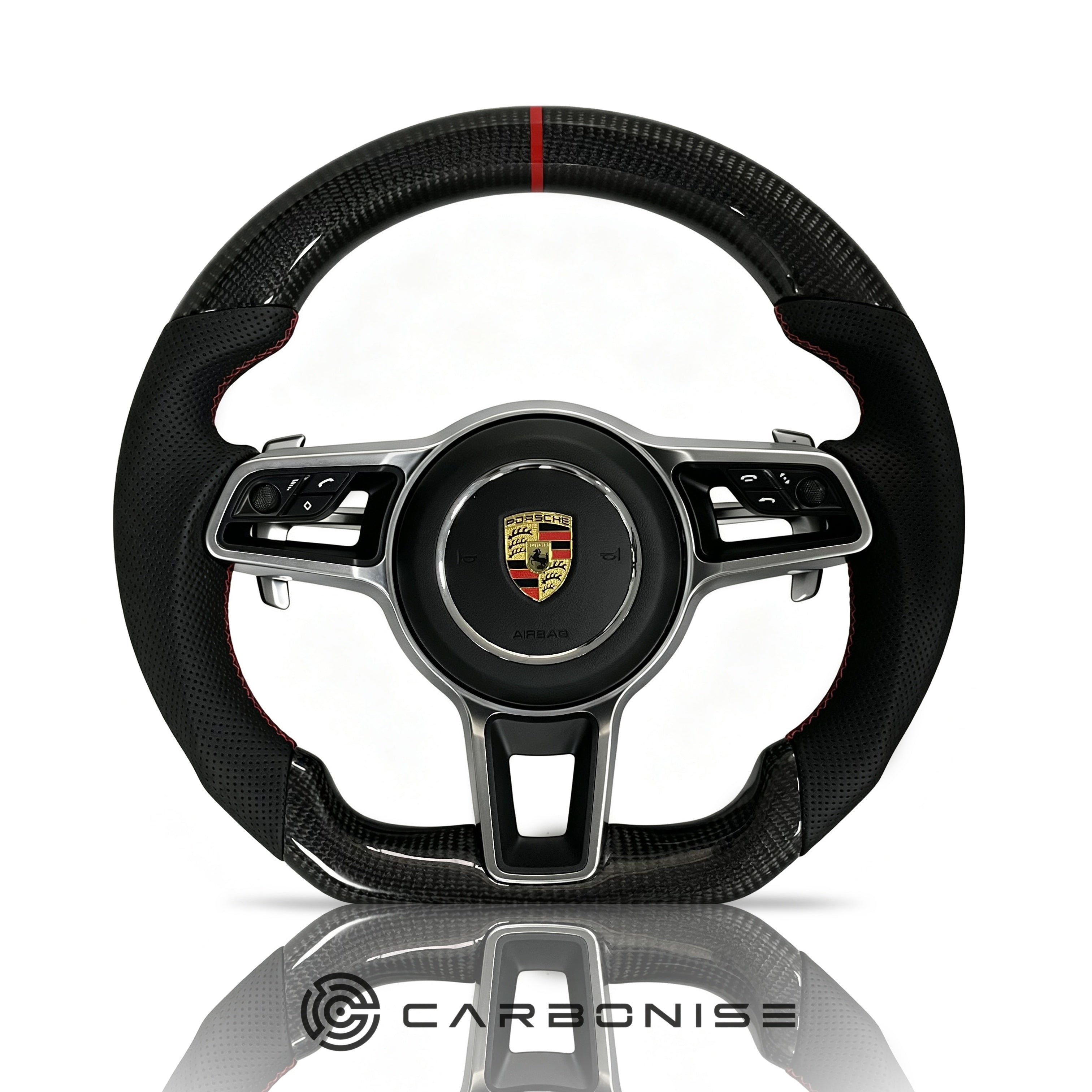 Porsche Steering Wheel (Carbon Fiber+Perforated Leather) @2