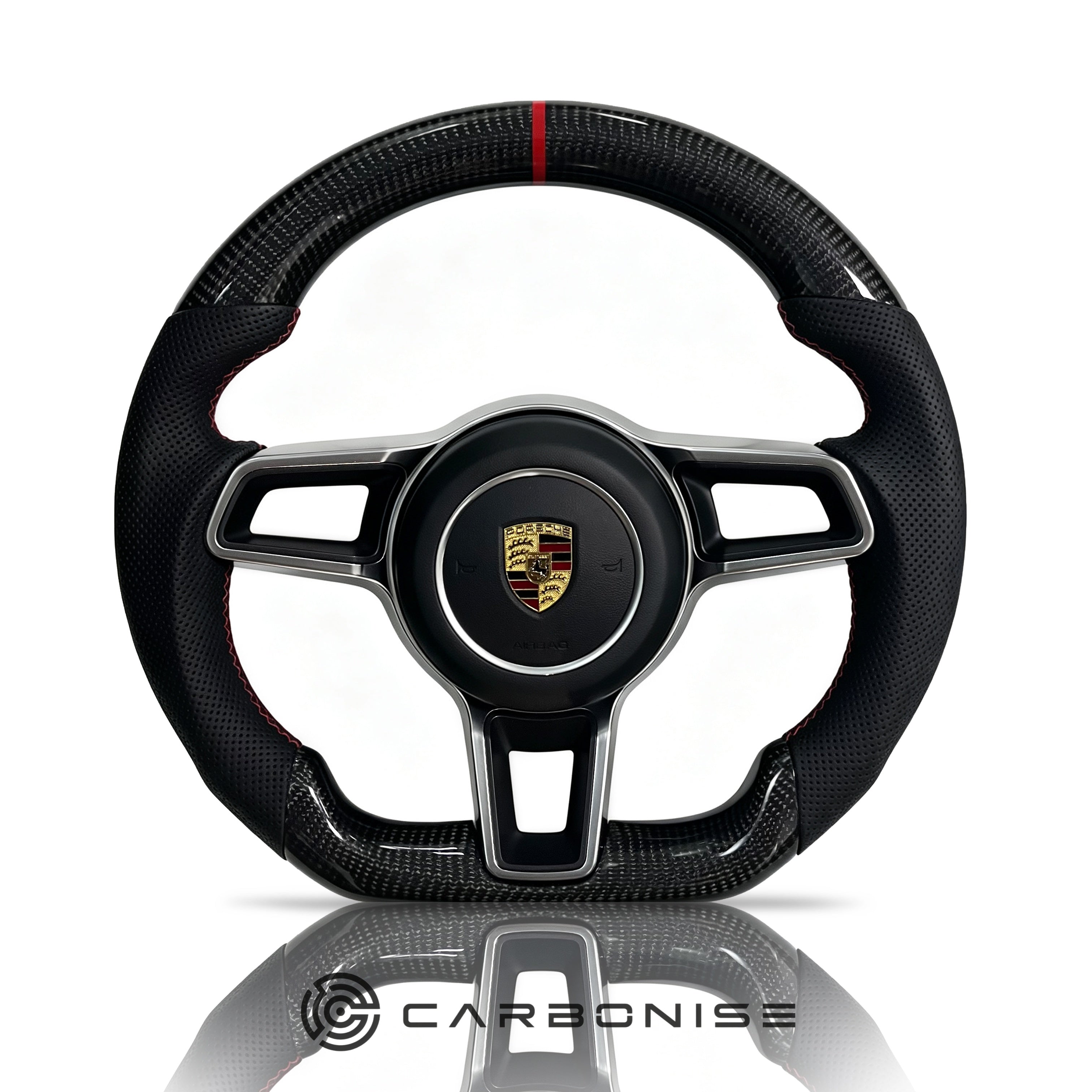 Porsche Steering Wheel (Carbon Fiber+Perforated Leather) @10