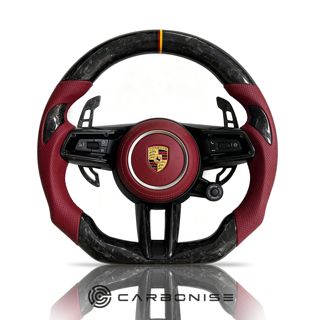 Porsche Steering Wheel (Forged Carbon Fiber+Perforated Leather) @11