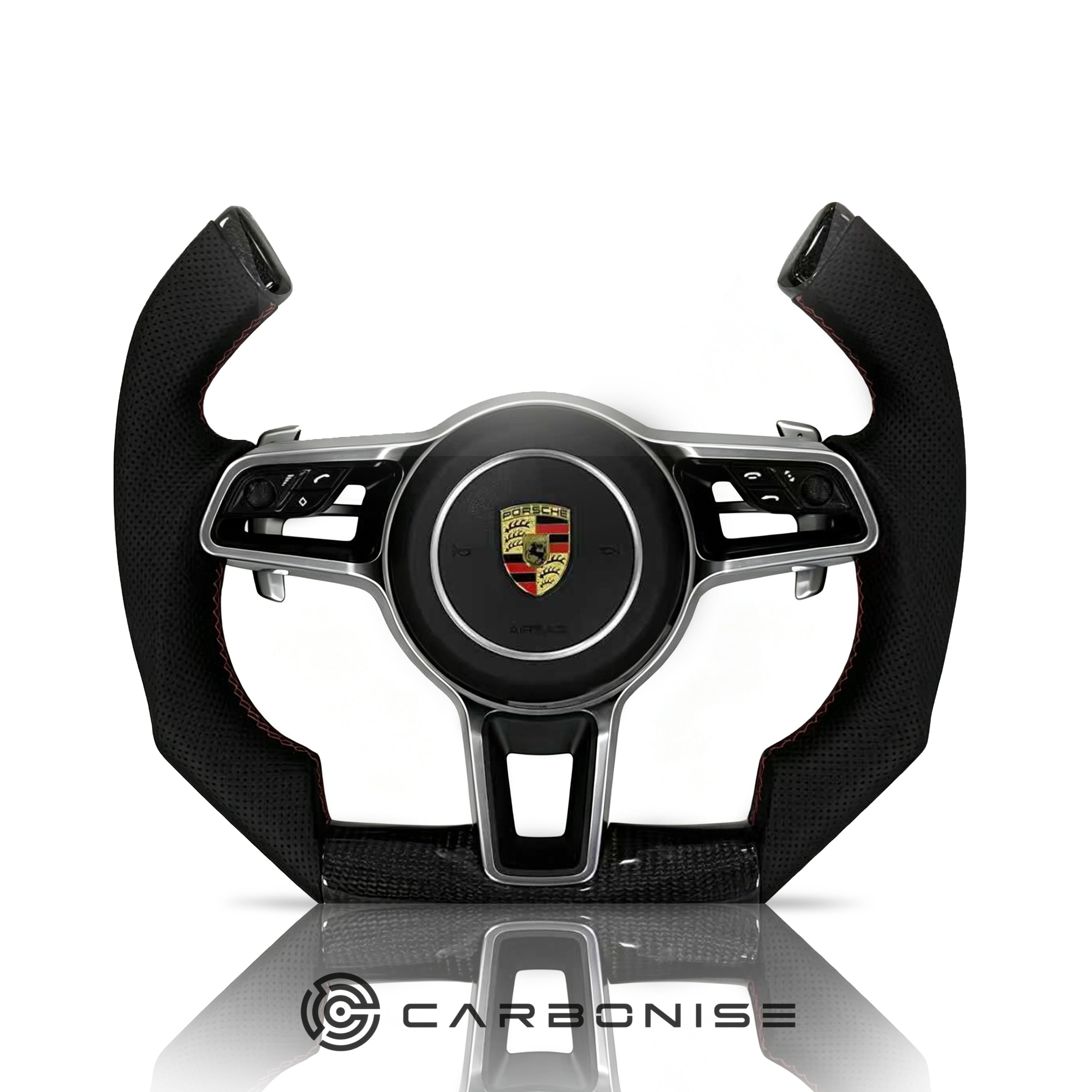 Porsche Steering Wheel (Carbon Fiber+Perforated Leather) @12