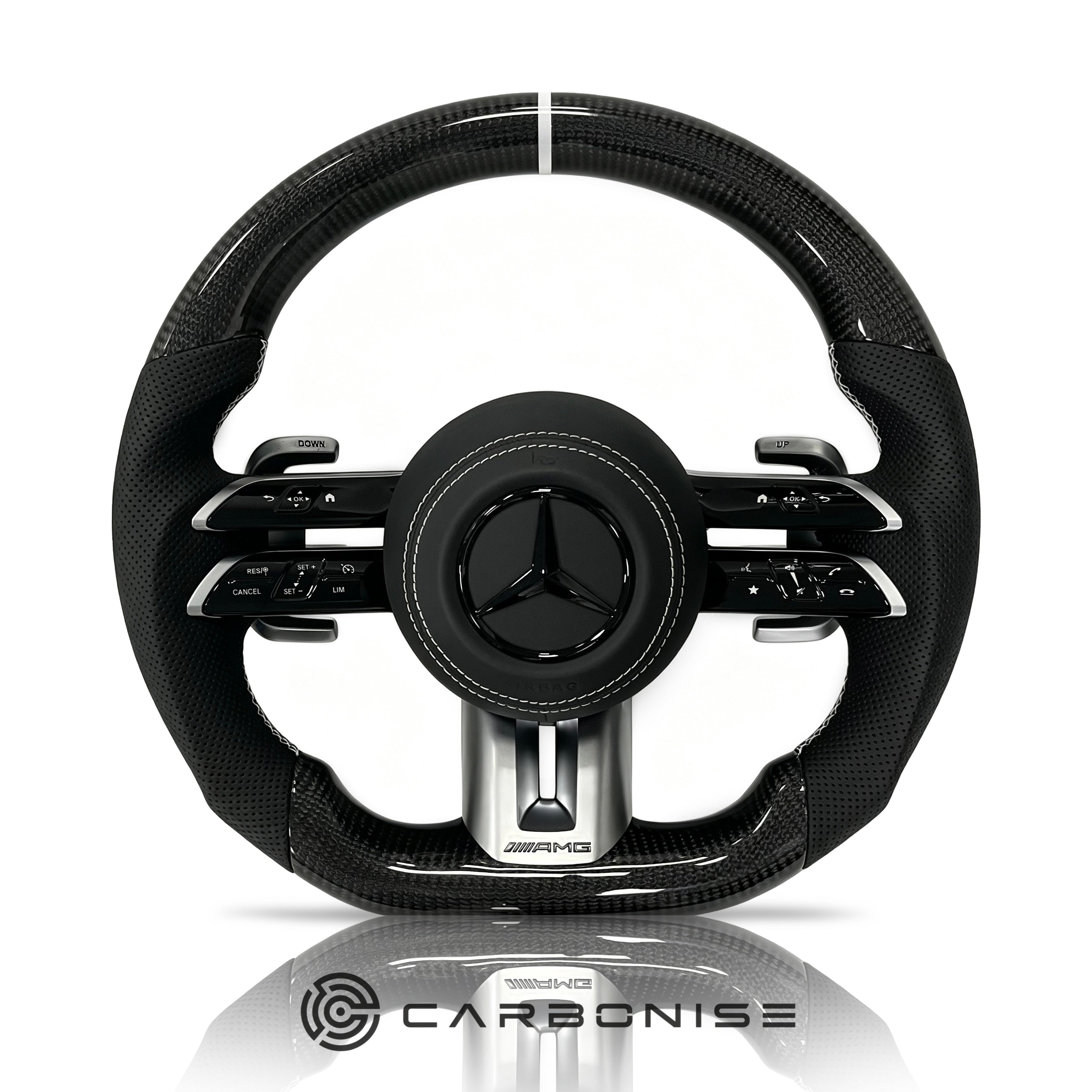 Mercedes-Benz Steering Wheel (Carbon Fiber+Perforated Leather) #Q18