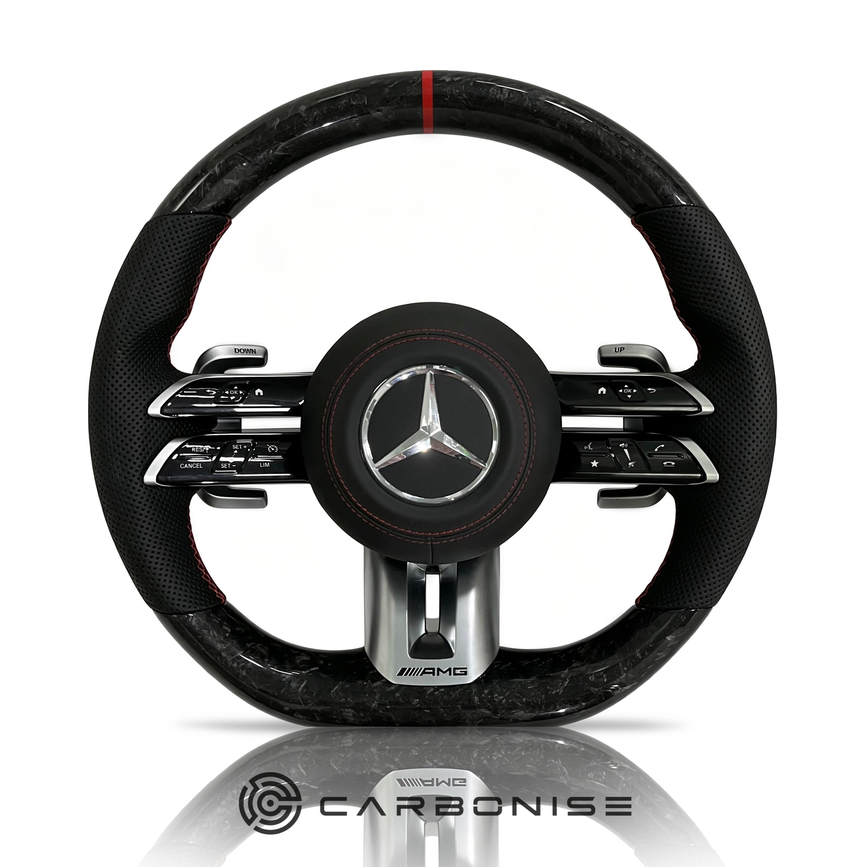 Mercedes-Benz Steering Wheel (Forged Carbon Fiber+Perforated Leather)#Q26