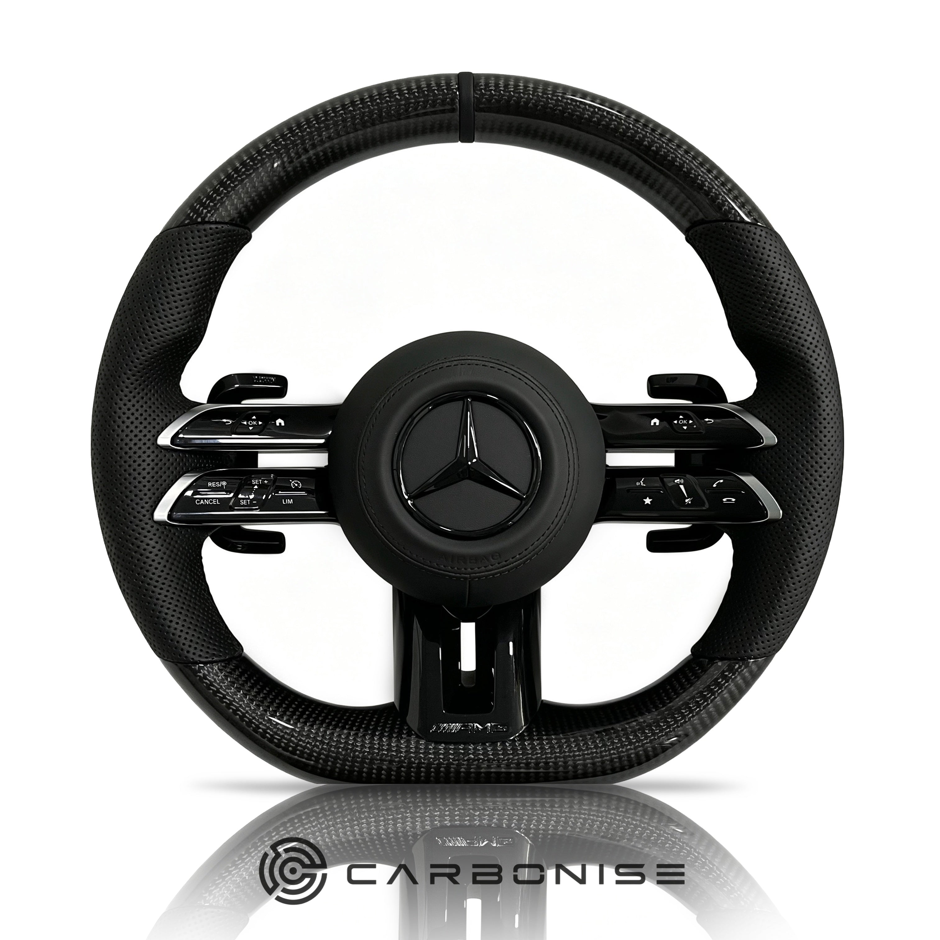 Mercedes-Benz Steering Wheel (Carbon Fiber+Perforated Leather) #Q49