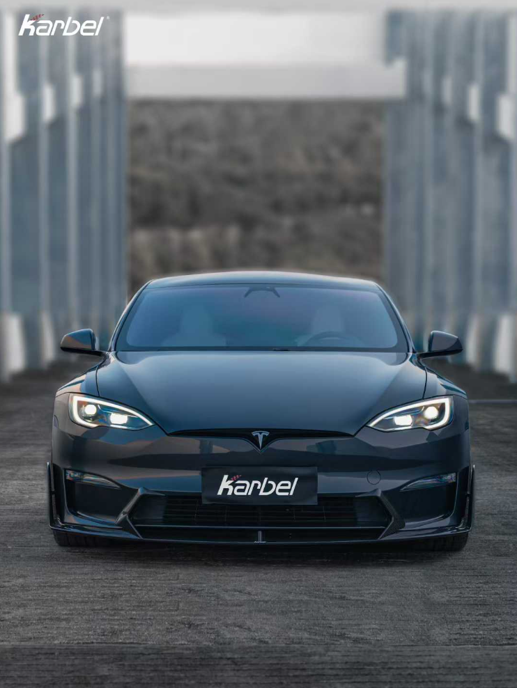 Karbel-Dry Carbon Front Lip for Tesla Model S 3rd Gen Late 2021-Onwards  Dry Pre-preg Carbon Fiber