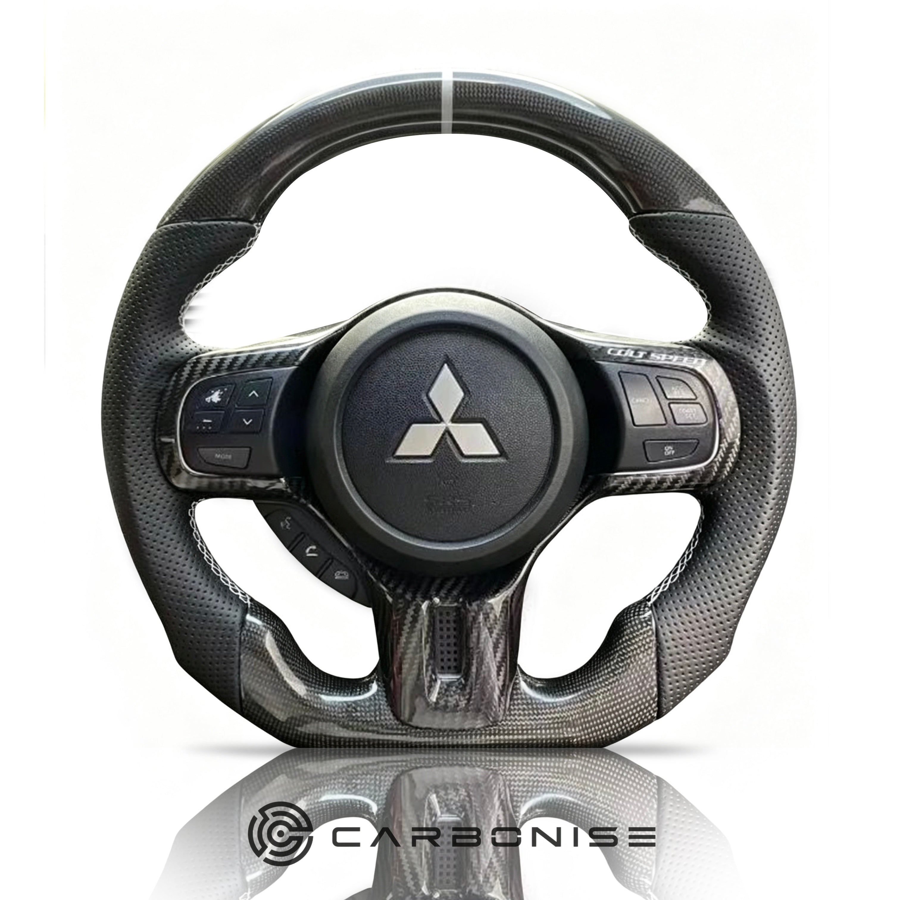 Mitsubishi Lancer EVOLUTION 10 Steering Wheel (Carbon Fiber+Perforated Leather)
