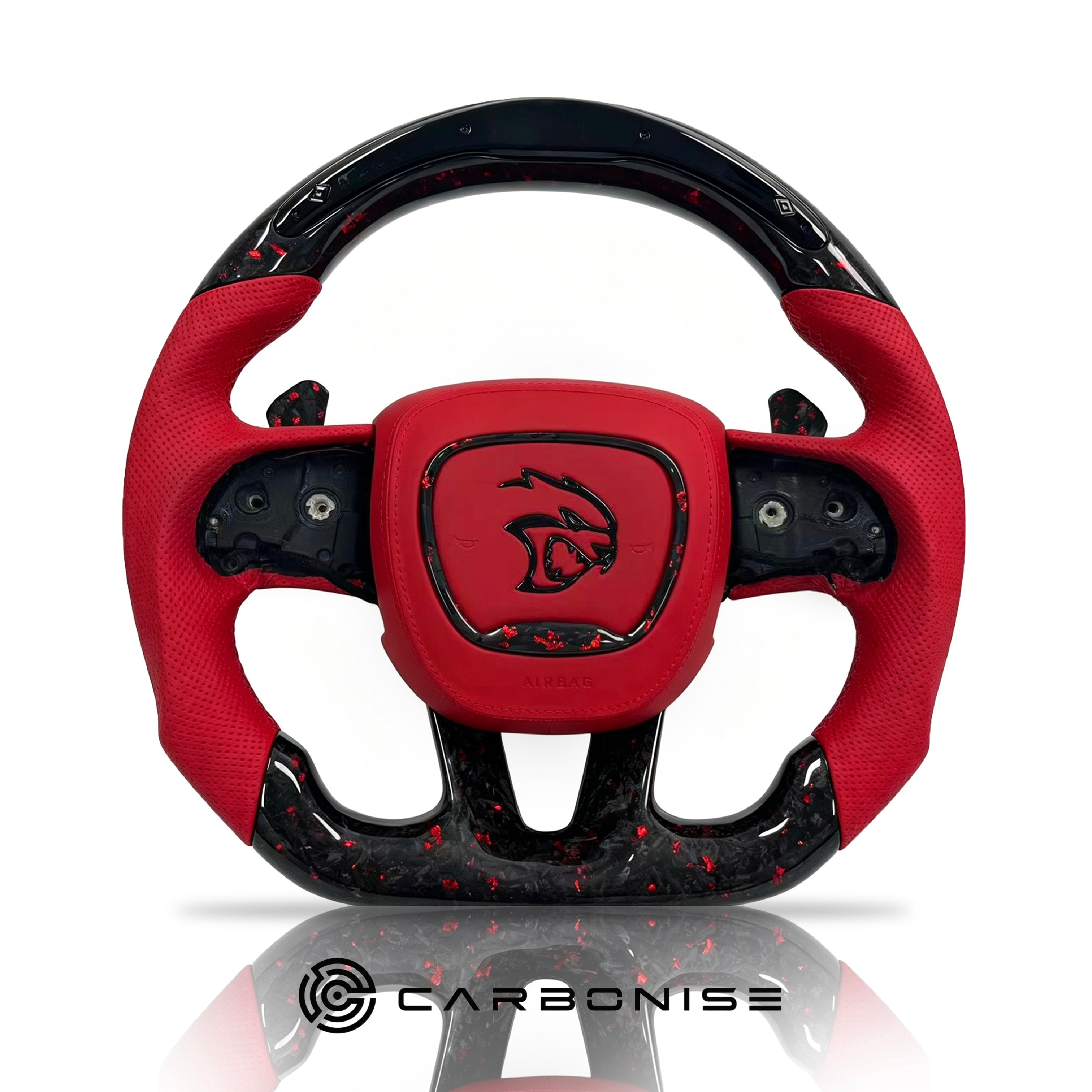 Dodge Steering Wheel(Forged Carbon Fiber+Perforated Leather) #11