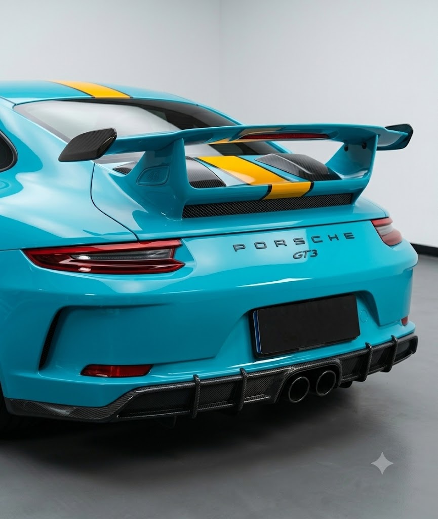 Karbel-Dry Carbon Rear Spoiler Wing Side Blades for Porsche 911 991.2 GT3 Coupe Pre-preg Carbon Fiber