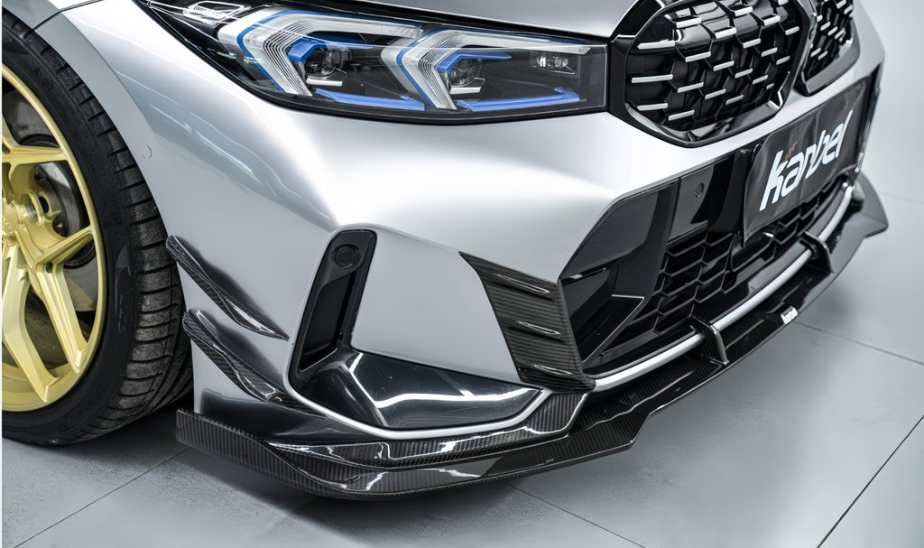 Karbel-Dry Carbon Fiber V2 Front Bumper Upper Valences Trim for BMW 3 Series G20 330i M340i G21 LCI 2023-Onwards