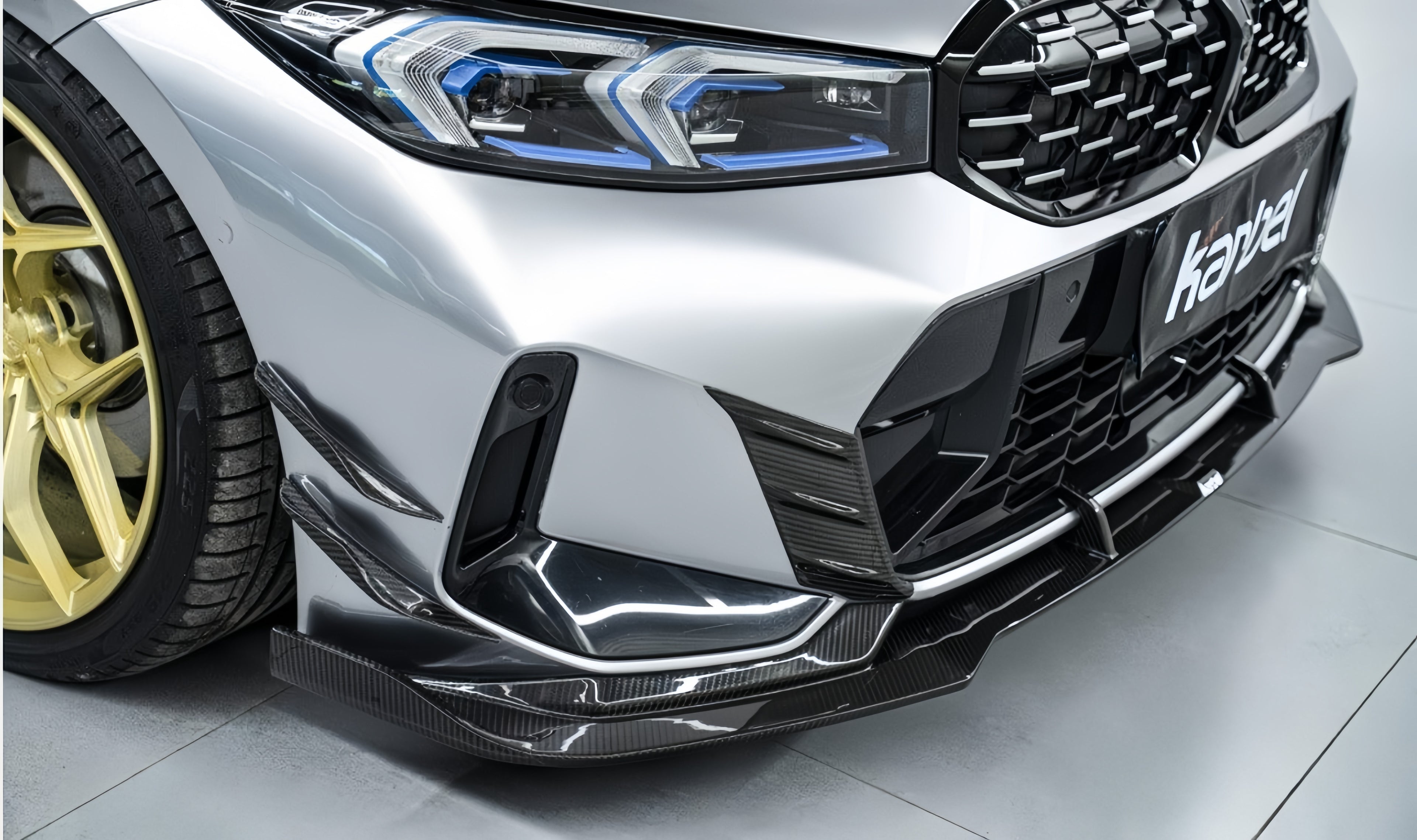 Karbel-Dry Carbon Fiber V2 Front Bumper Upper Valences Trim for BMW 3 Series G20 330i M340i G21 LCI 2023-Onwards