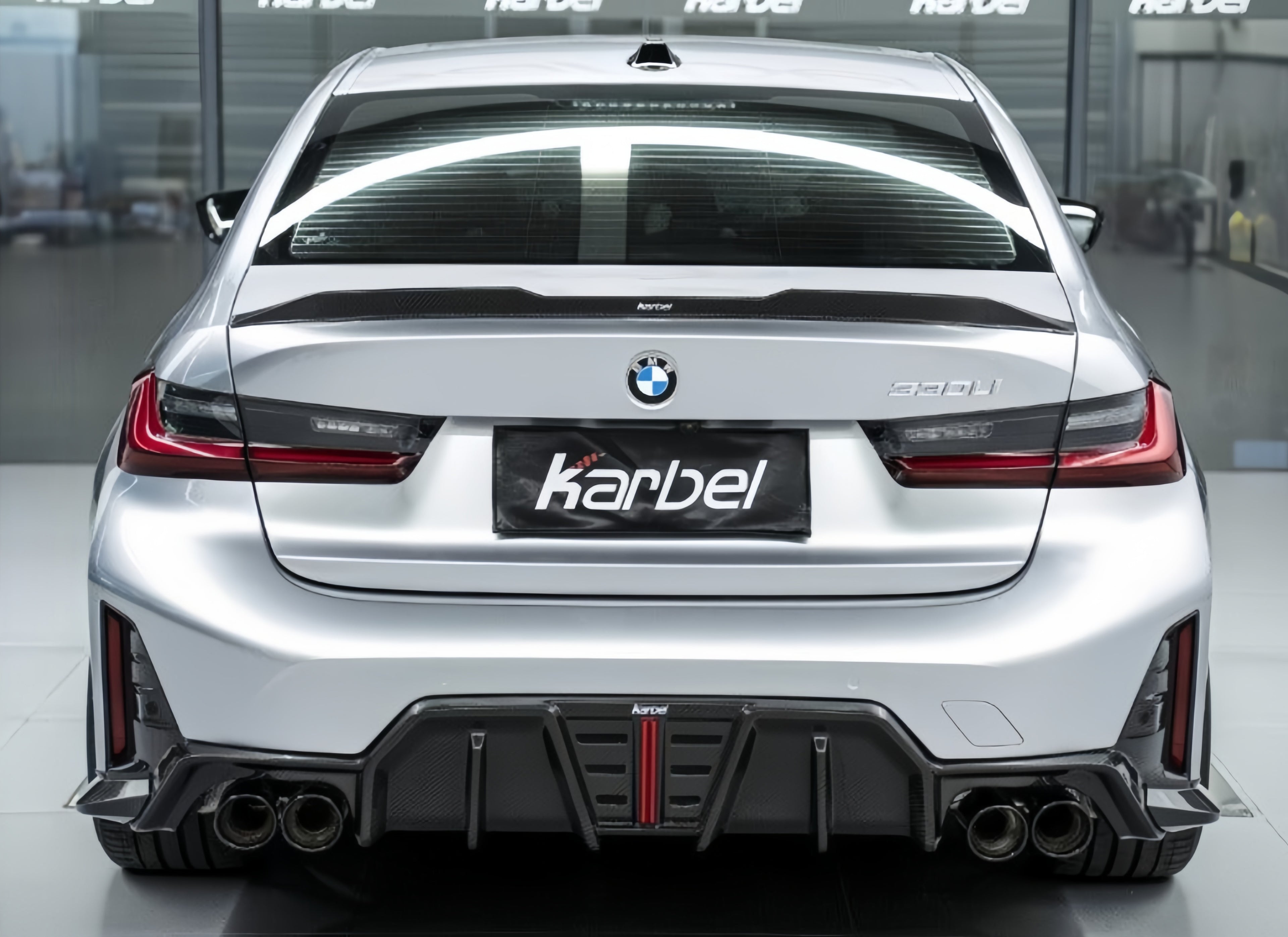 Karbel-Dry Carbon Fiber V2 Rear Diffuser & Canards for BMW 3 Series G20 330i M340i G21 LCI