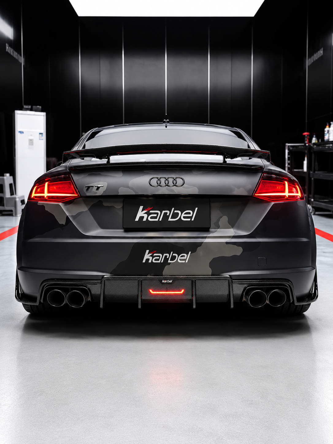 Karbel-Dry Carbon Rear Diffuser for Audi TTS & TT S-Line Carbon Fiber