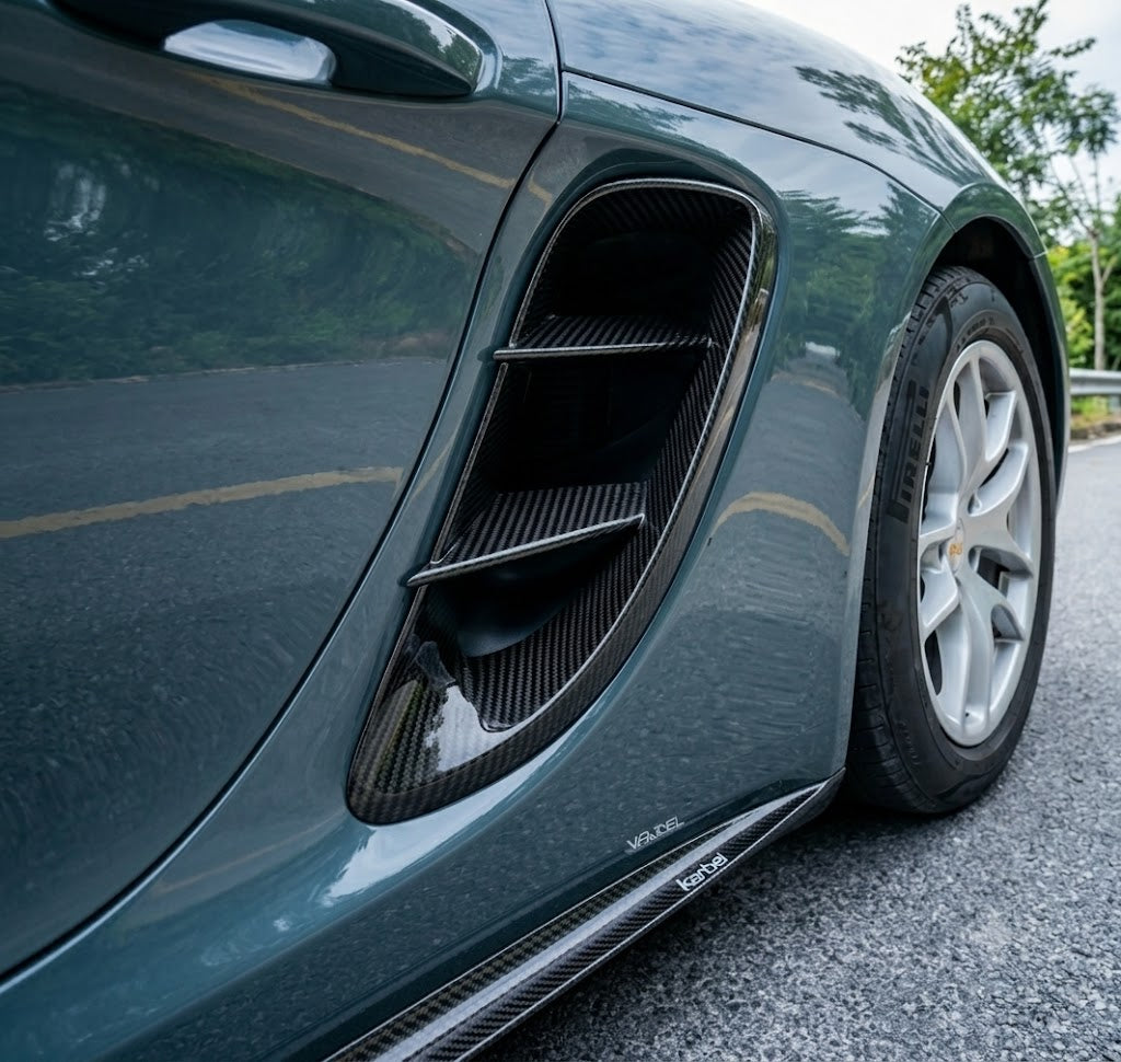 Karbel-Dry Carbon Side Vents for Porsche 718 Cayman / Boxster / GTS 2017-2025 Pre-preg Carbon Fiber