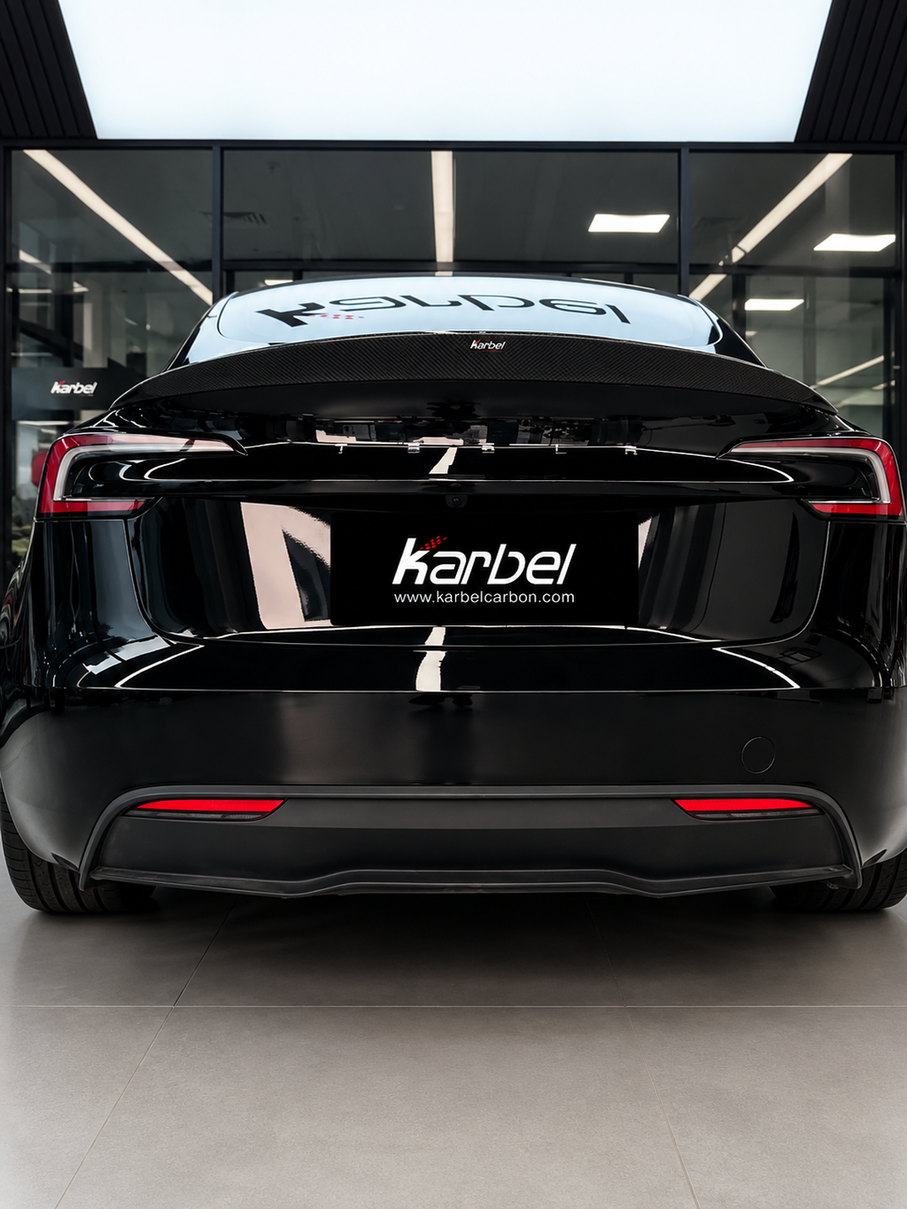 Karbel-Dry V2 Rear Spoiler for Tesla Model 3 Highland / P 2024-ON Coupe Dry Pre-preg Carbon Fiber