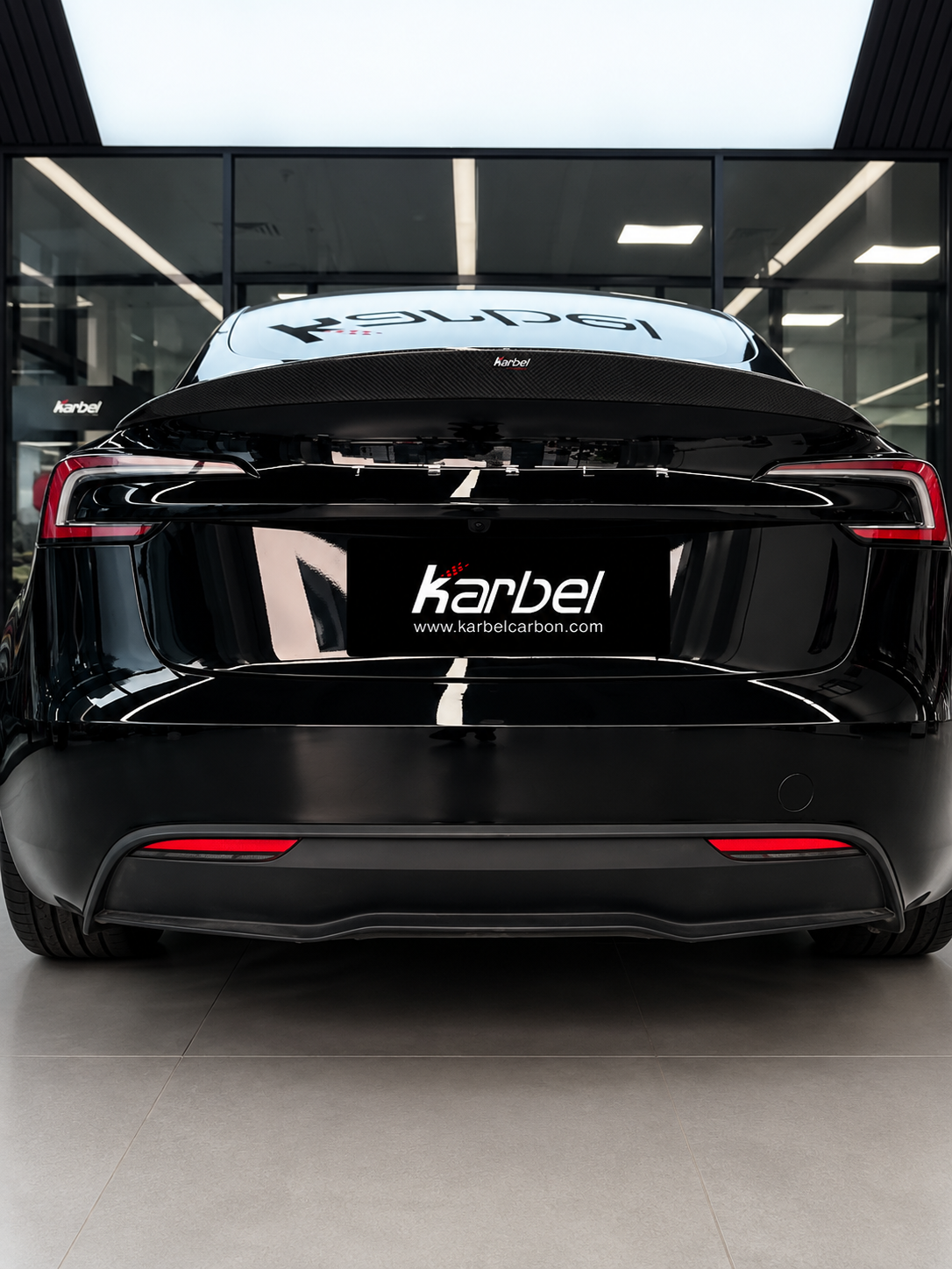 Karbel-Dry V2 Rear Spoiler for Tesla Model 3 Highland / P 2024-ON Coupe Dry Pre-preg Carbon Fiber
