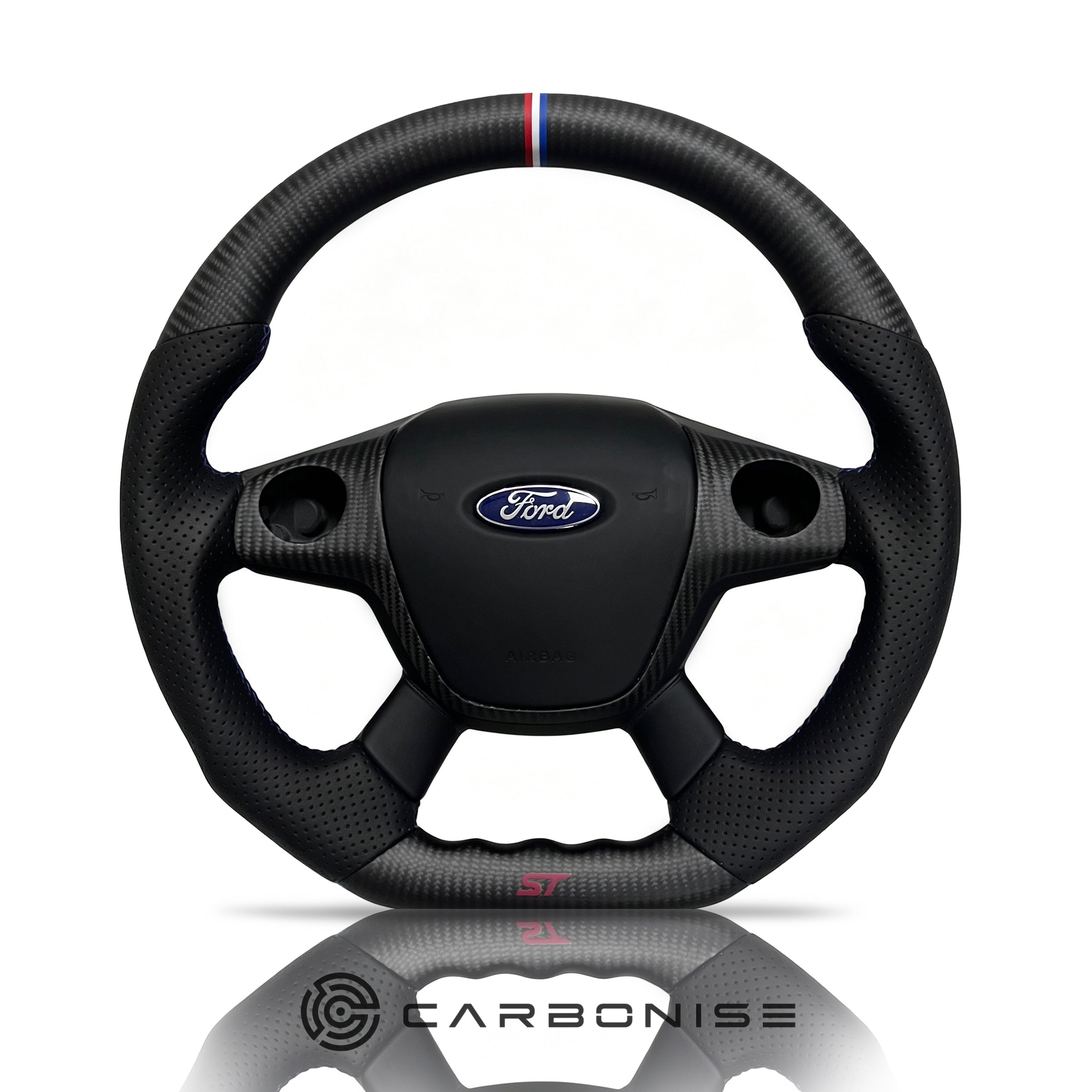 Ford Steering Wheel (Matte Carbon+Perforated Leather) @1